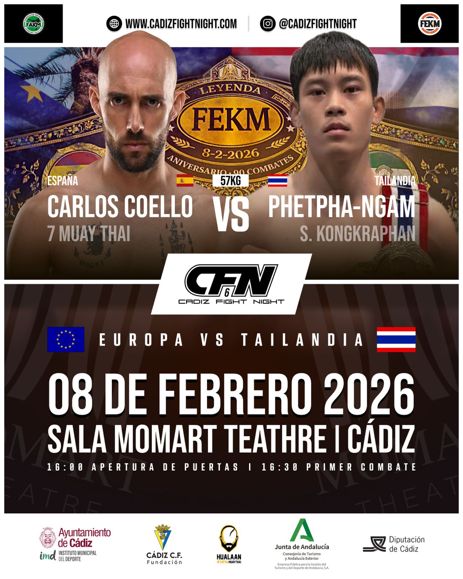 El gaditano Carlos Coello será el gran protagonista de la velada.