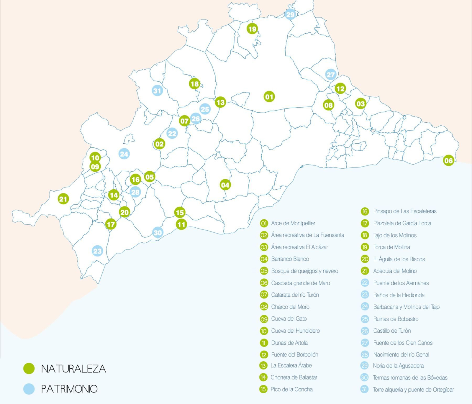El mapa de los rincones singulares de Málaga El mapa de los rincones singulares de Málaga