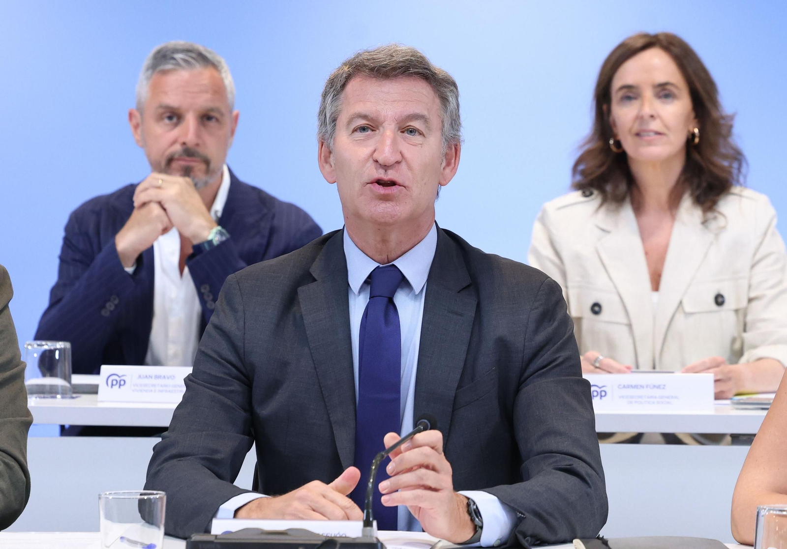El presidente del PP, Alberto Núñez Feijóo, este lunes en la reunión del Comité Ejecutivo Nacional de su partido.