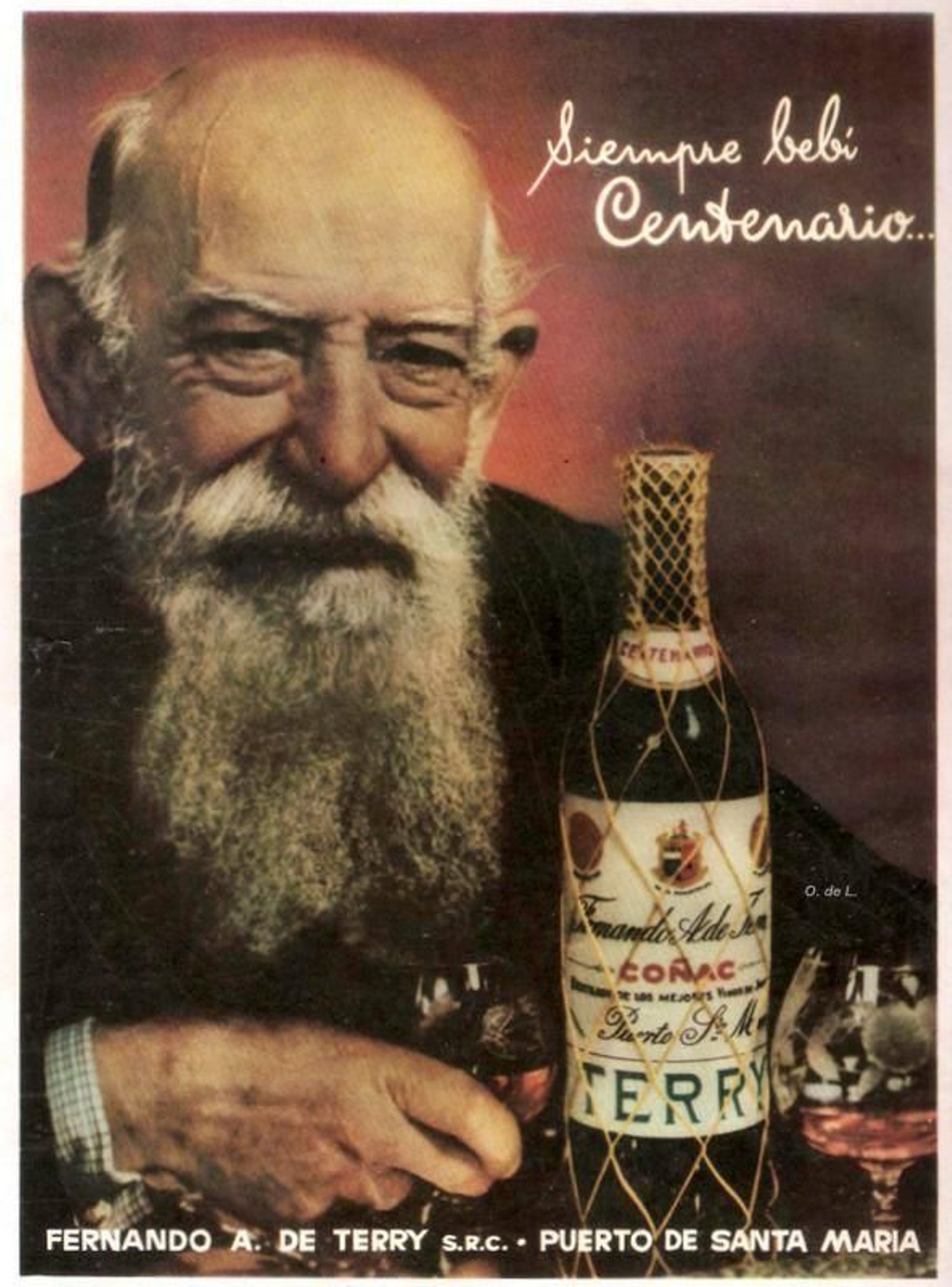 El popular anciano del Centenario Terry en un cartel publicitario.