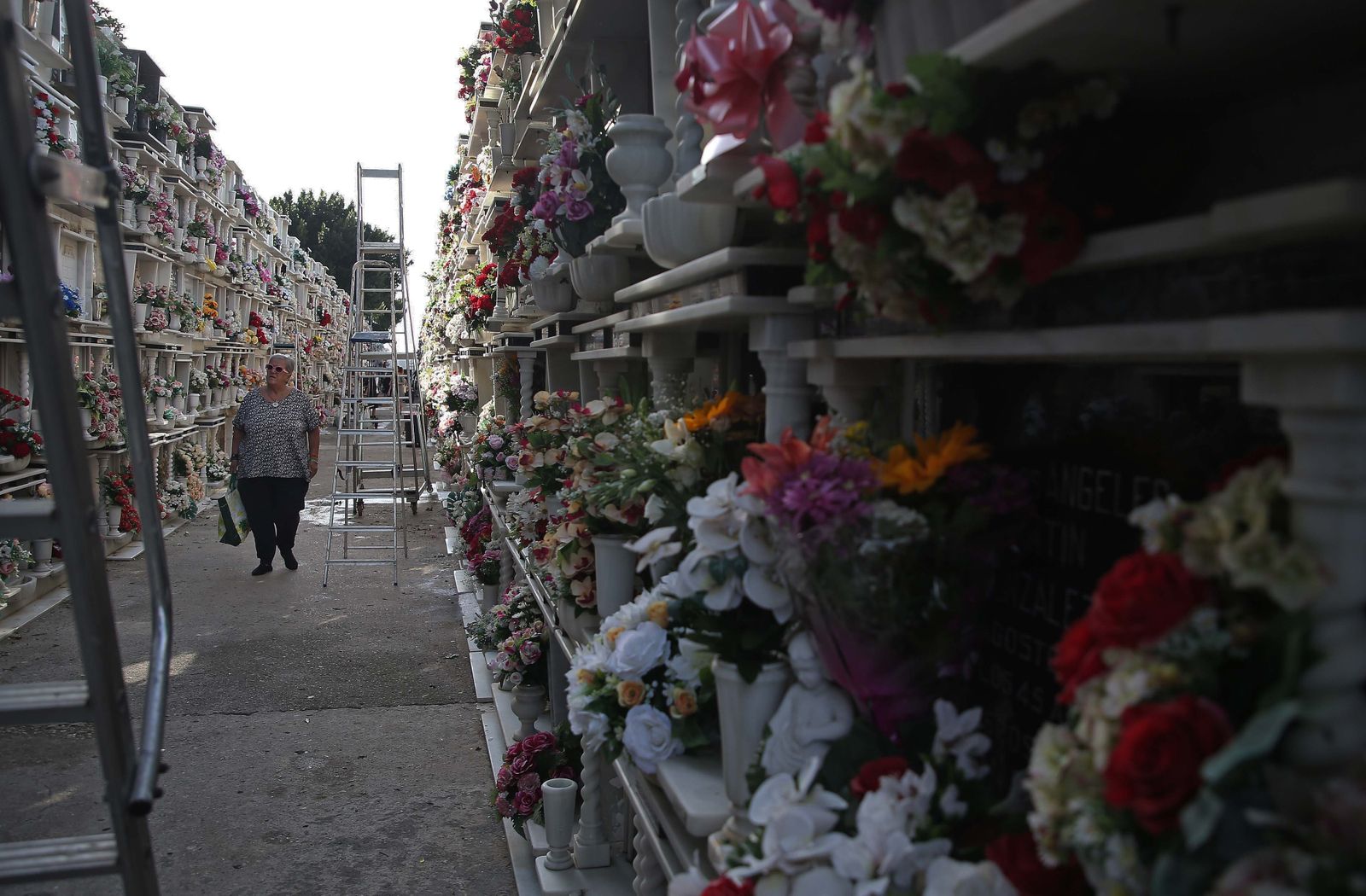 Fotos de los preparativos para los Tosantos en el cementerio de Algeciras