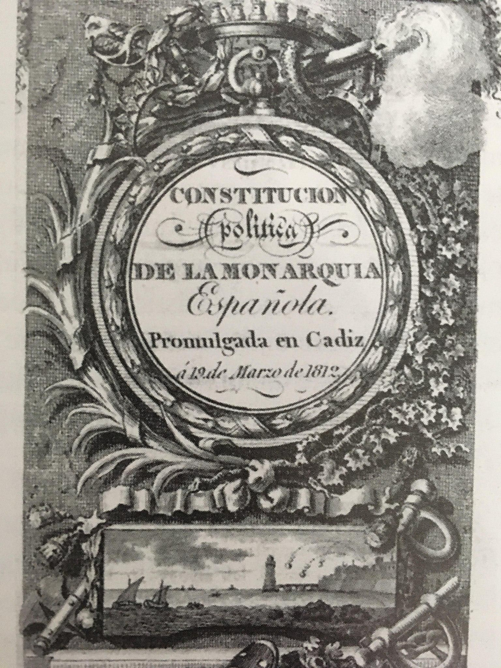 Portada de un ejemplar de la Constitución de 1812.