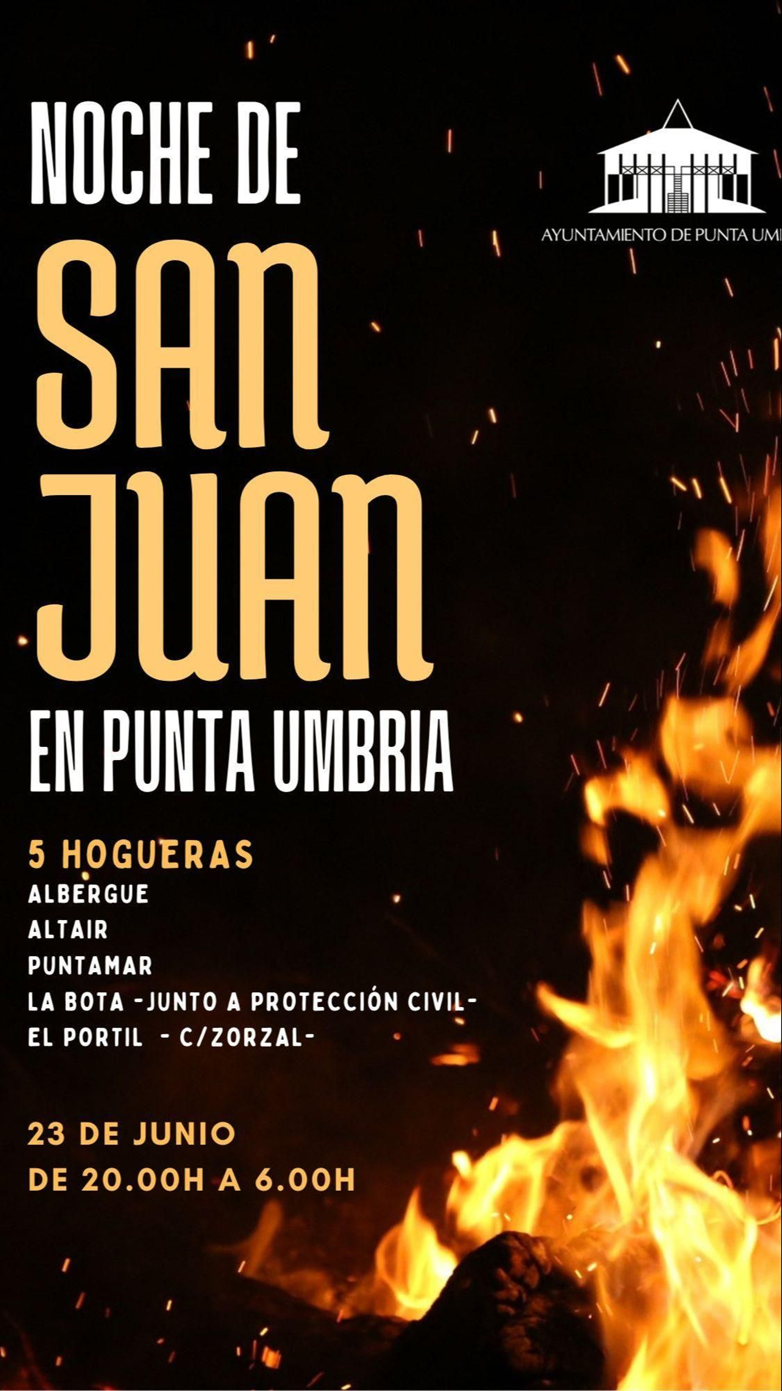 Cartel de la Noche de San Juan en Punta Umbría.