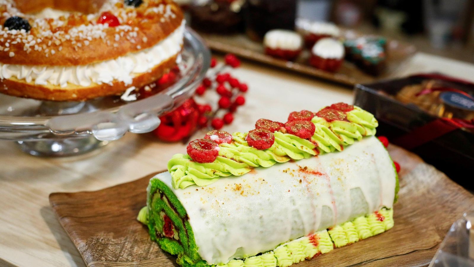 Tronco de Navidad de pistacho