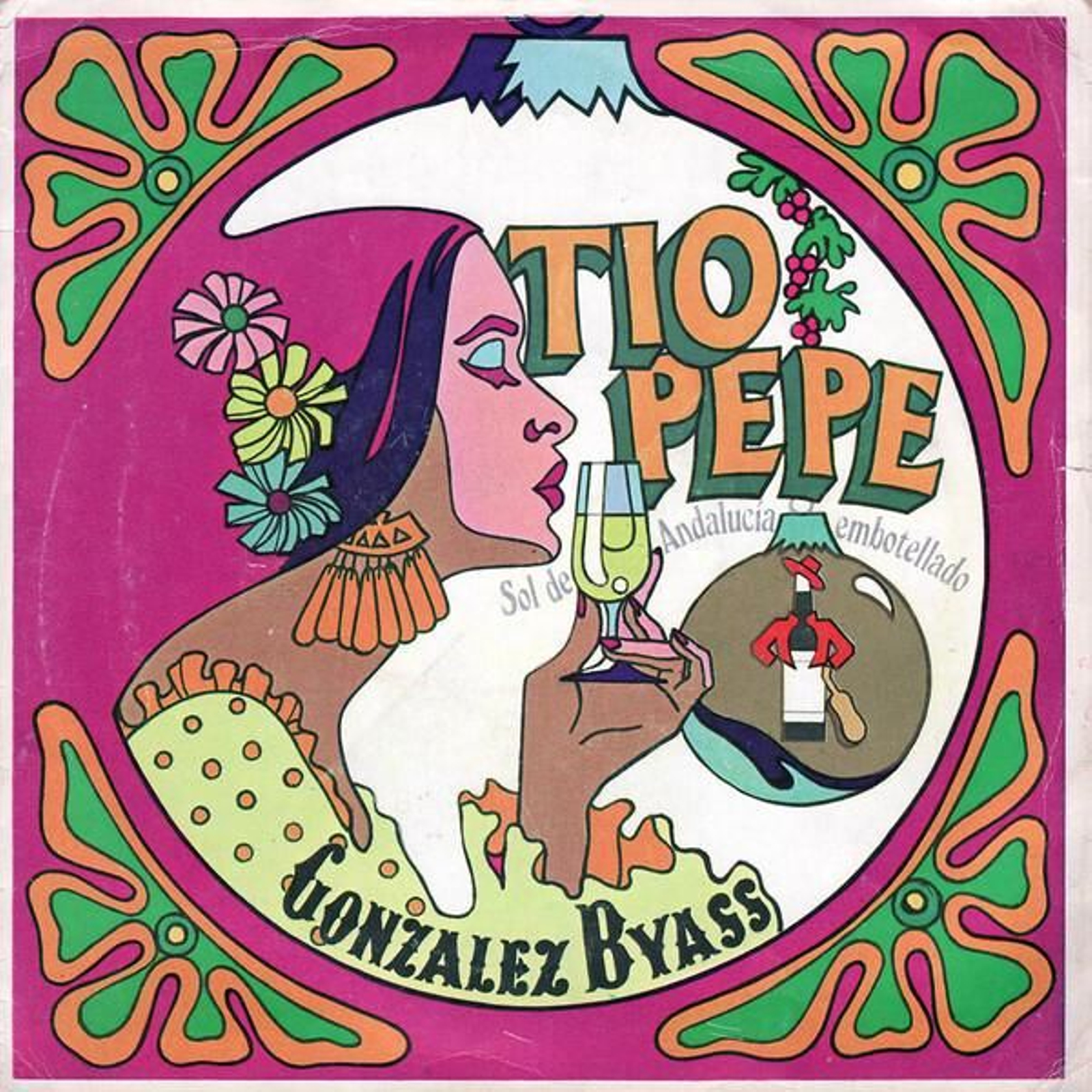 Carátula psicodélica de un disco promocional, 1970.