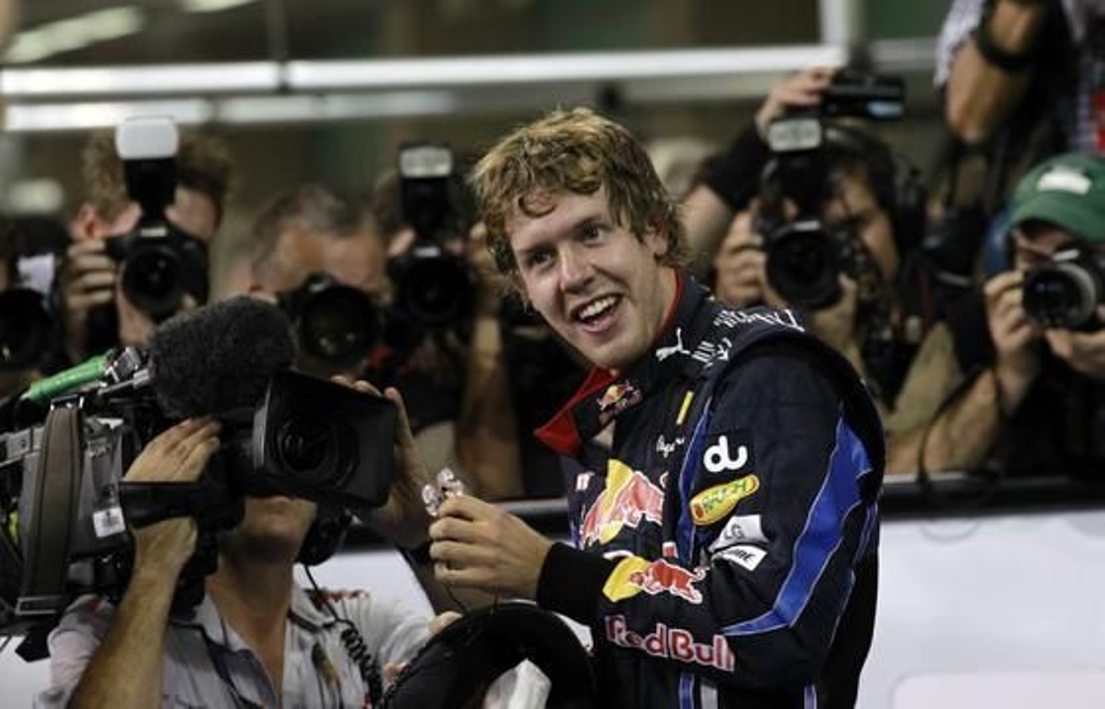 Sebastian Vettel celebra en Abu Dhabi su título mundial.

Foto: Reuters