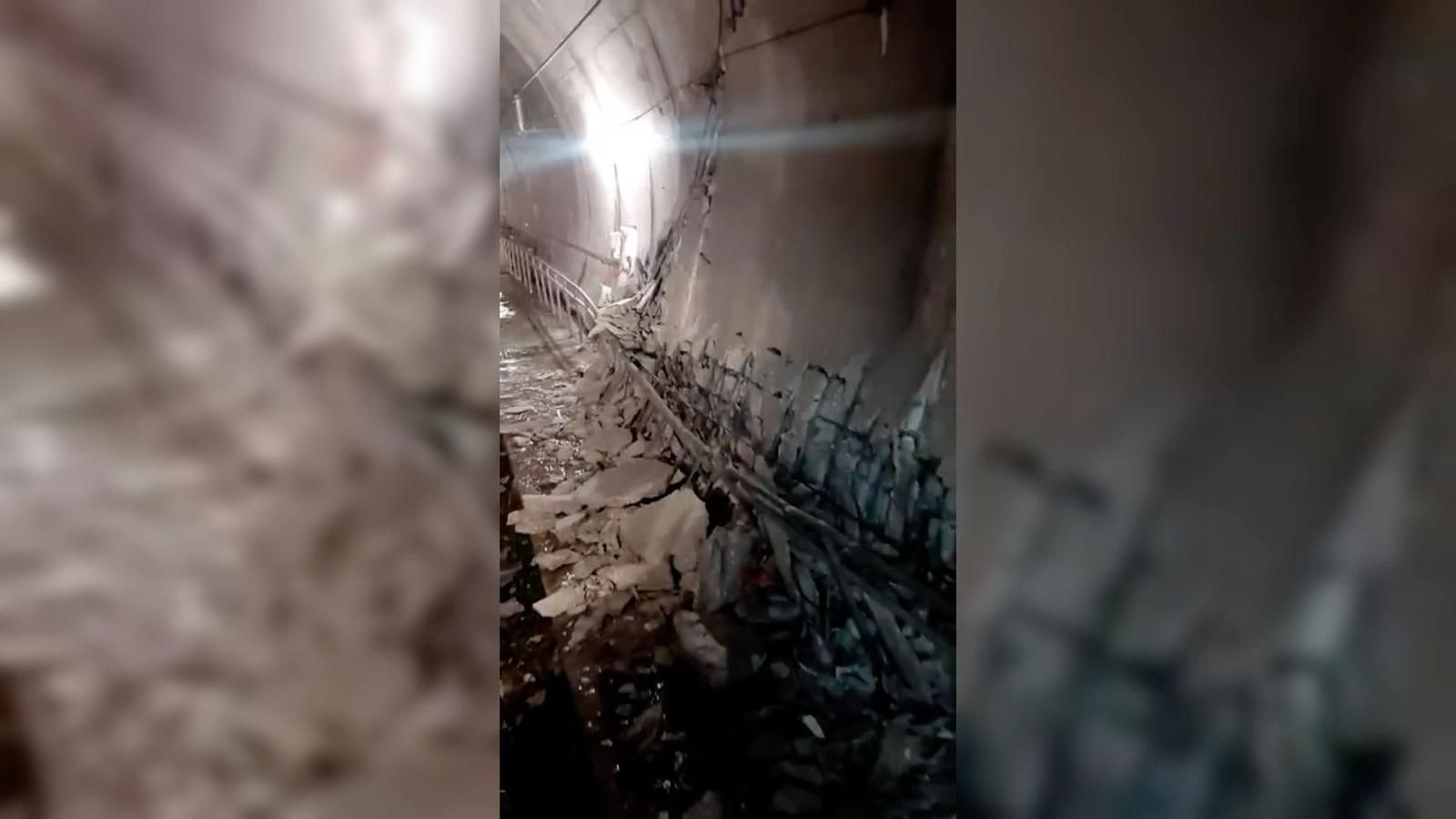 Daños en el interior del túnel.