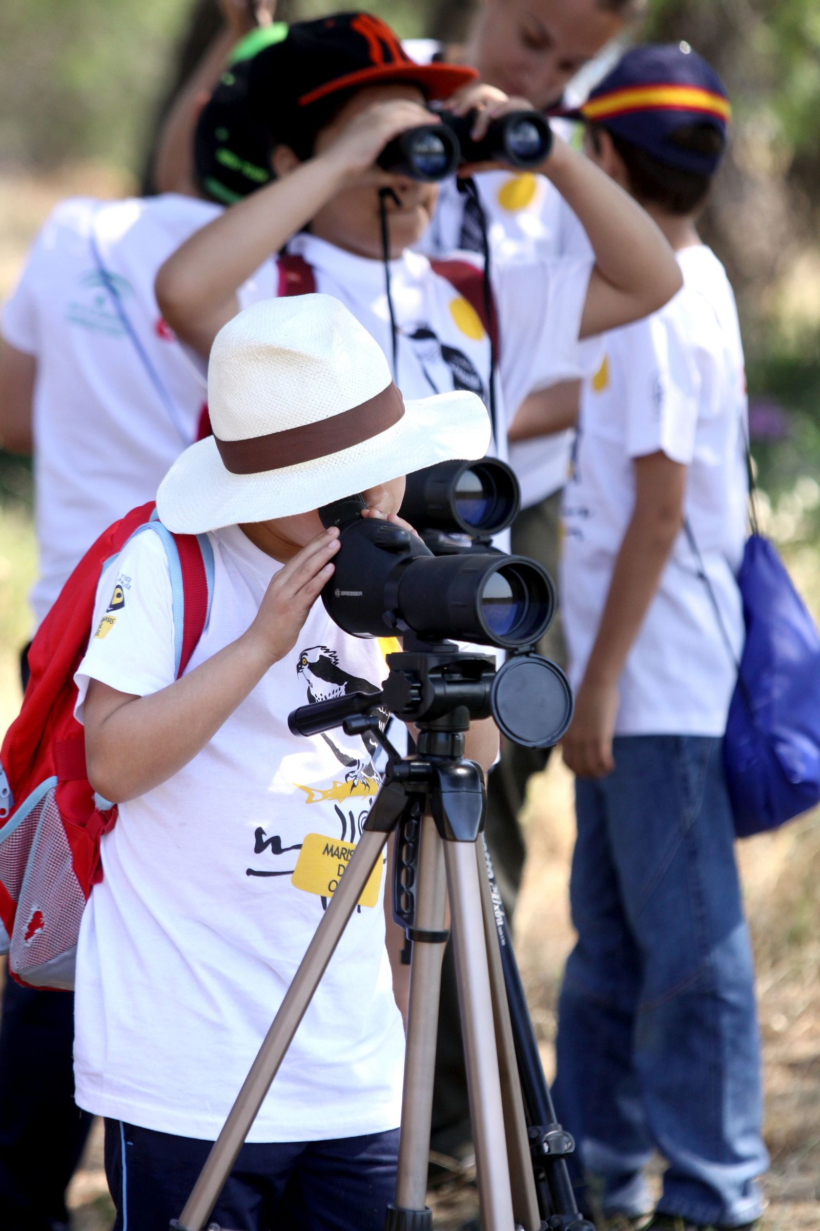 Niños observando la naturaleza.