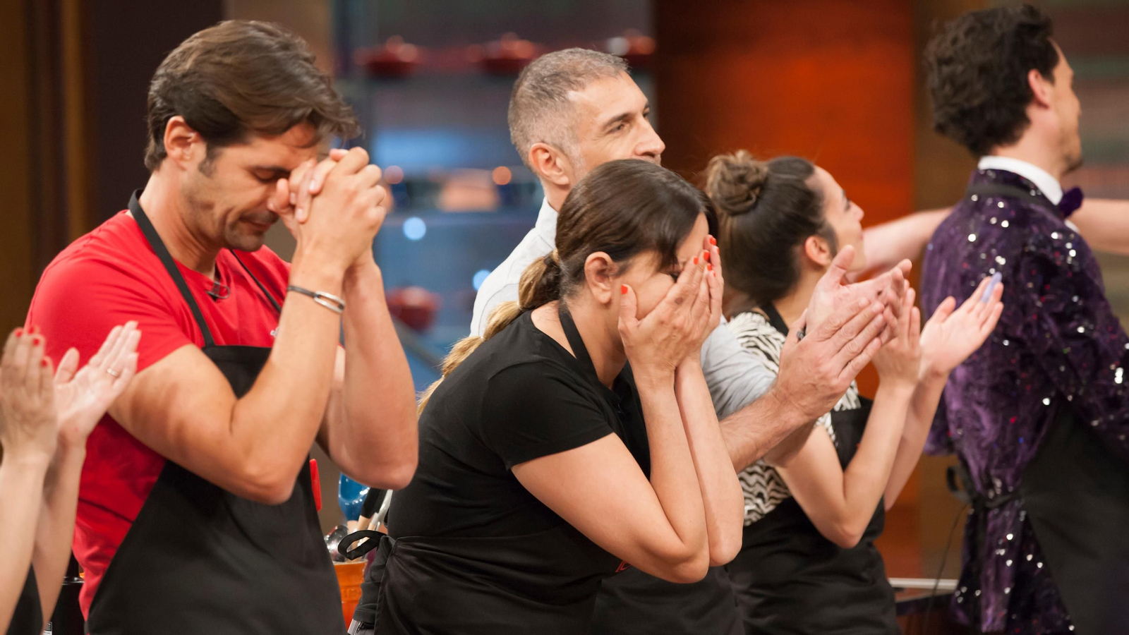 Adrover, Ana Milán, el eliminado señor Antúnez, anoche en una prueba