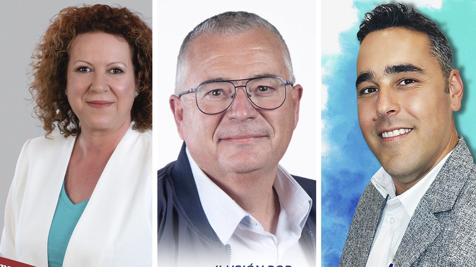 María López (PSOE), Pedro Zamora (PP) y Álvaro Ramos (Con Andalucía), son tres de los candidatos a la Alcaldía en Garrucha.