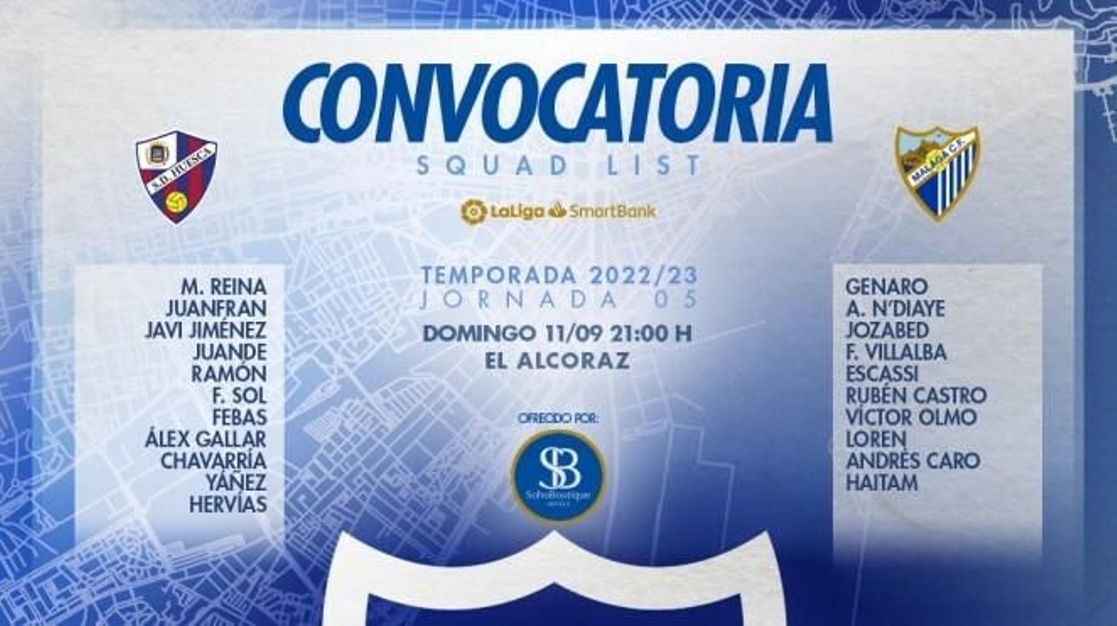 La lista de convocados del Málaga CF ante el Huesca.