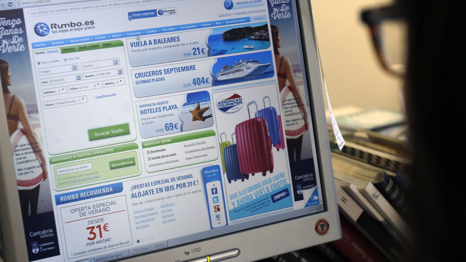 Consulta en buscador de viajes online.