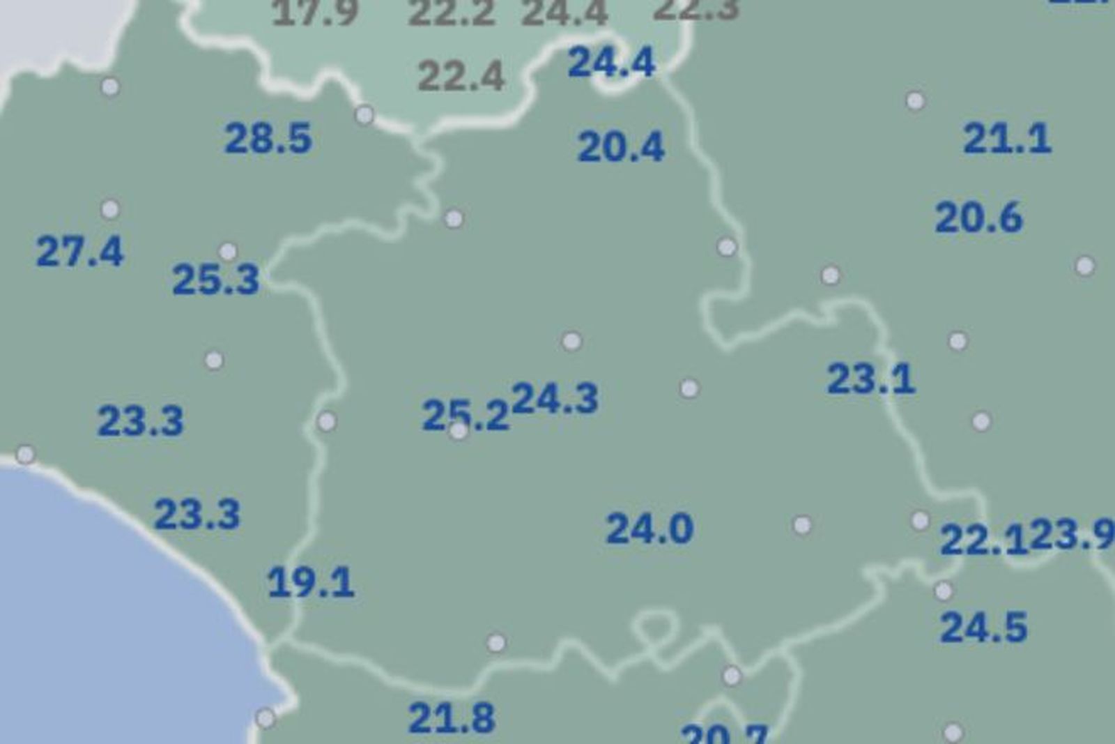 Temperaturas mínimas durante la madrugada del 30 de junio de 2025