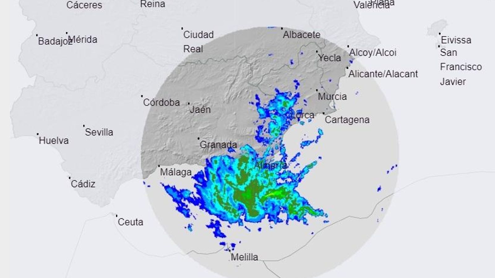 Radar de la presencia de lluvias este lunes 22 de mayo a las 11:10 horas.