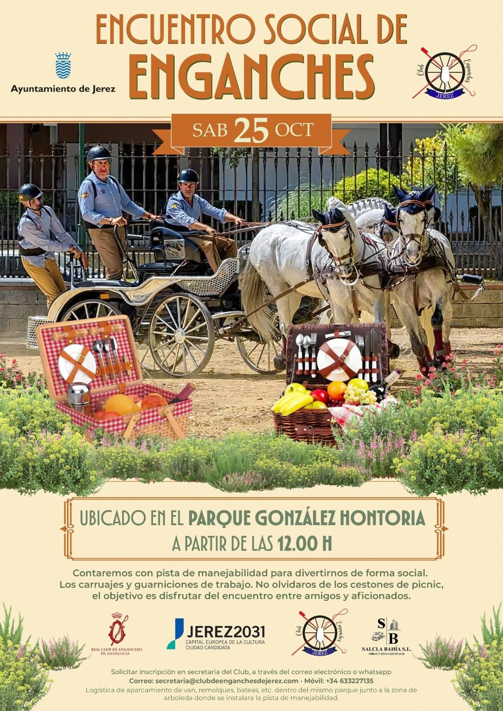 Cartel del Encuentro Social de Enganches 2025 que se celebra en el parque González Hontoria