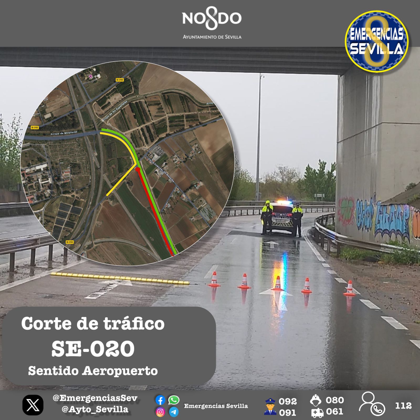 Cortada la ronda supernorte de Sevilla por daños en la calzada