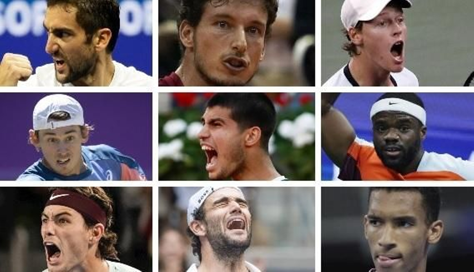 Cilic, Carreño, Sinner, De Miñaur, Alcaraz, Tiafoe, Fritz, Berrettini y Sinner.