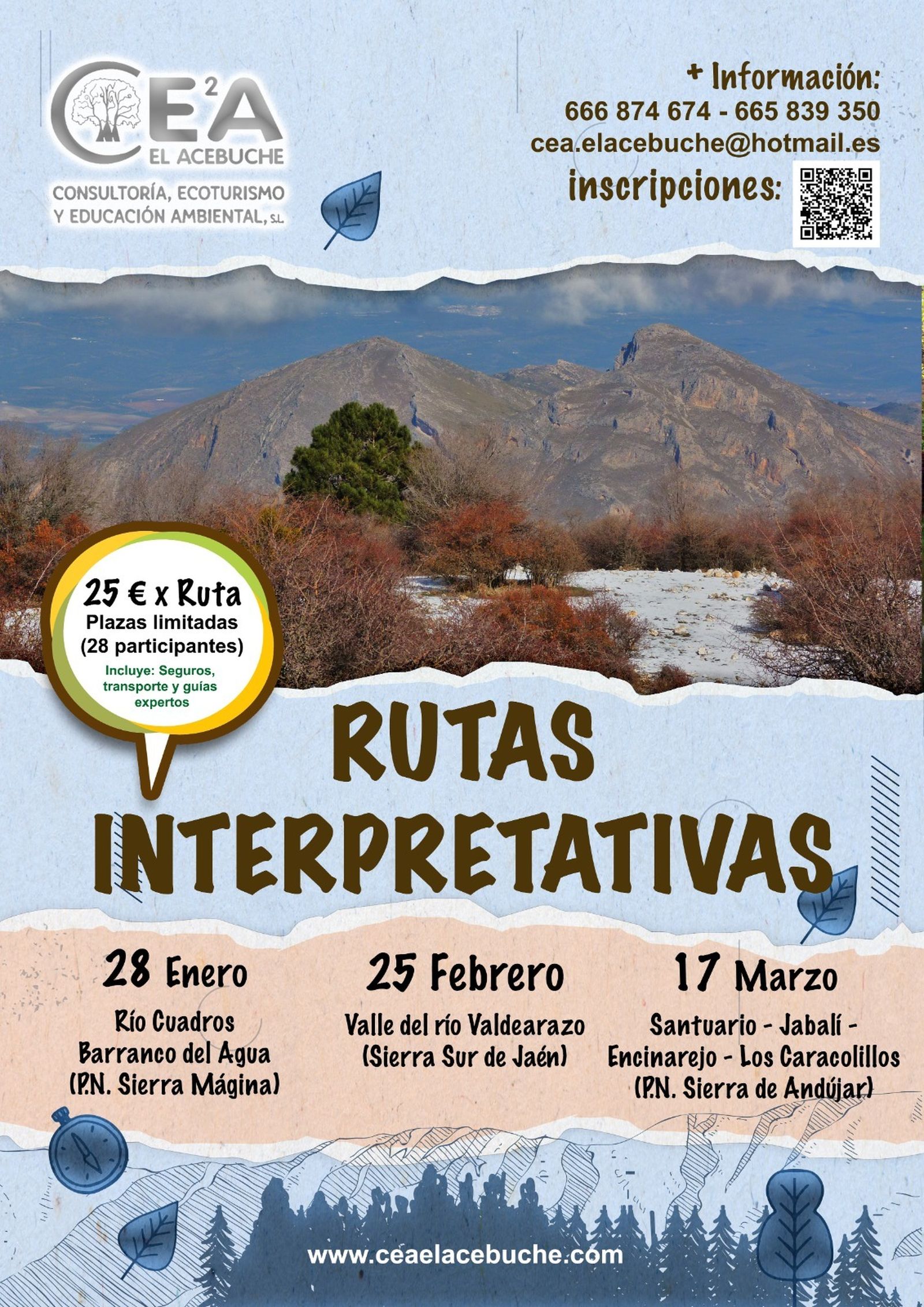 La consultura en ecoturismo y educación ambiental CEA El Acebuche organiza estas actividades de senderismo.
