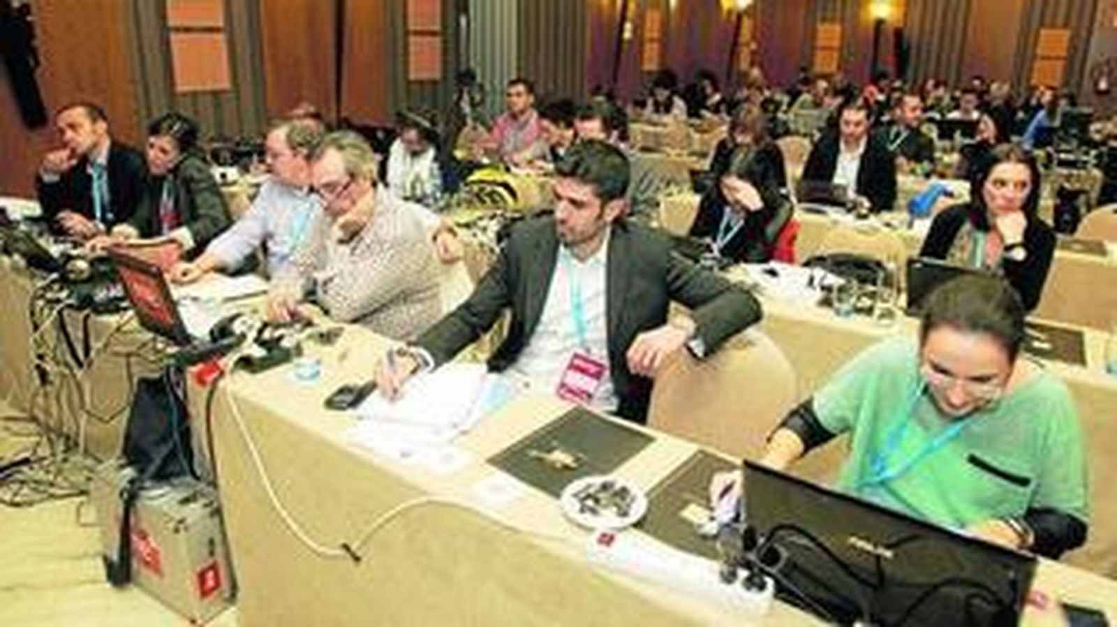 Sala de prensa habilitada el hotel Córdoba Center con motivo de la Interparlamentaria.
