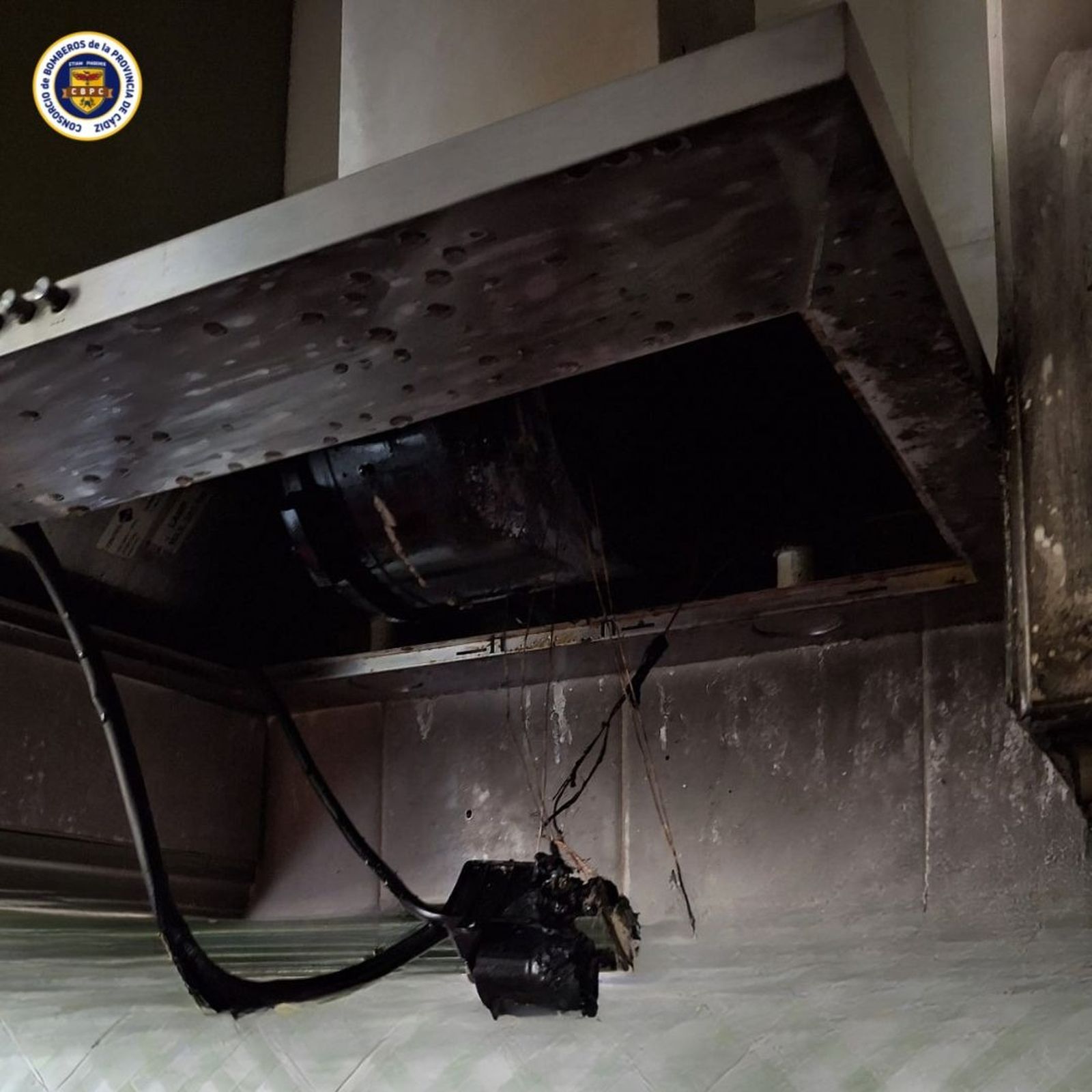 La campana extractora calcinada.