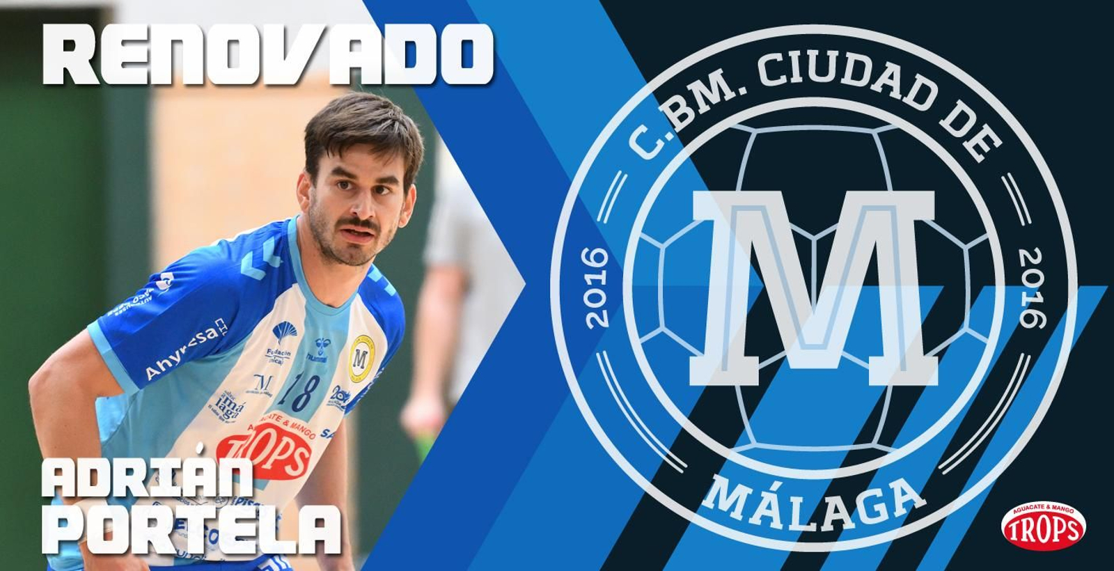 Creatividad para la renovación Adrián Portela con el Trops Málaga.