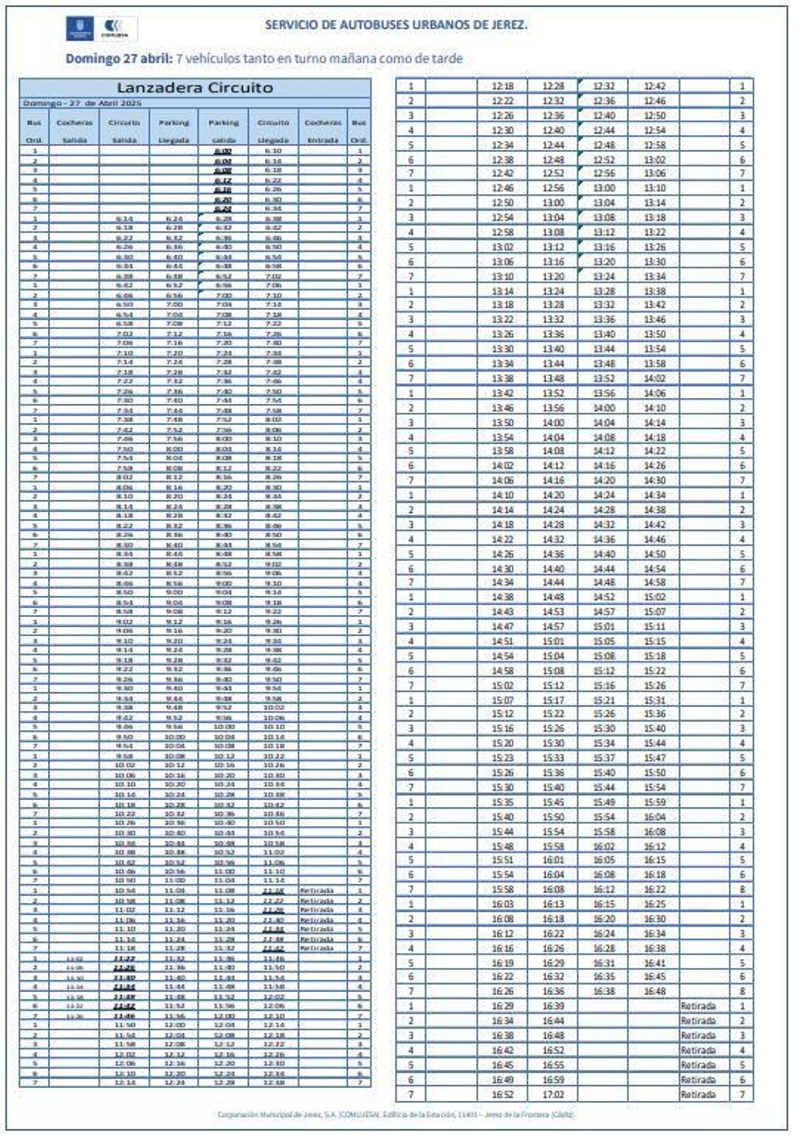 Horarios Lanzadera La Cueva / Circuito. Horarios Lanzadera La Cueva / Circuito.