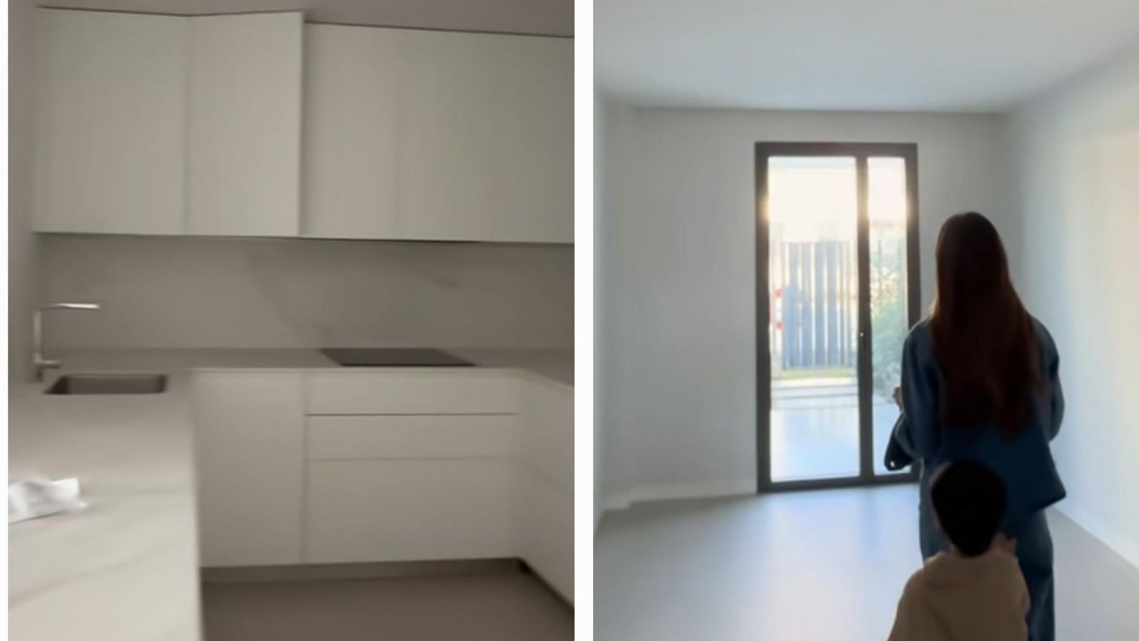 La cocina y el dormitorio principal con vista a la piscina principal comunitaria