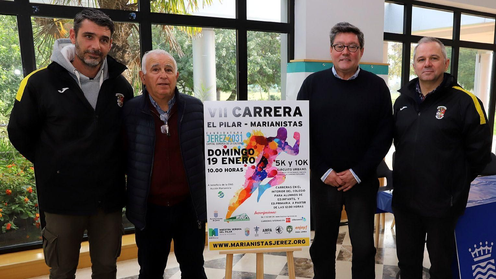 La VII Carrera El Pilar-Marianistas ha sido presentada en el edificio Jerez 2002.