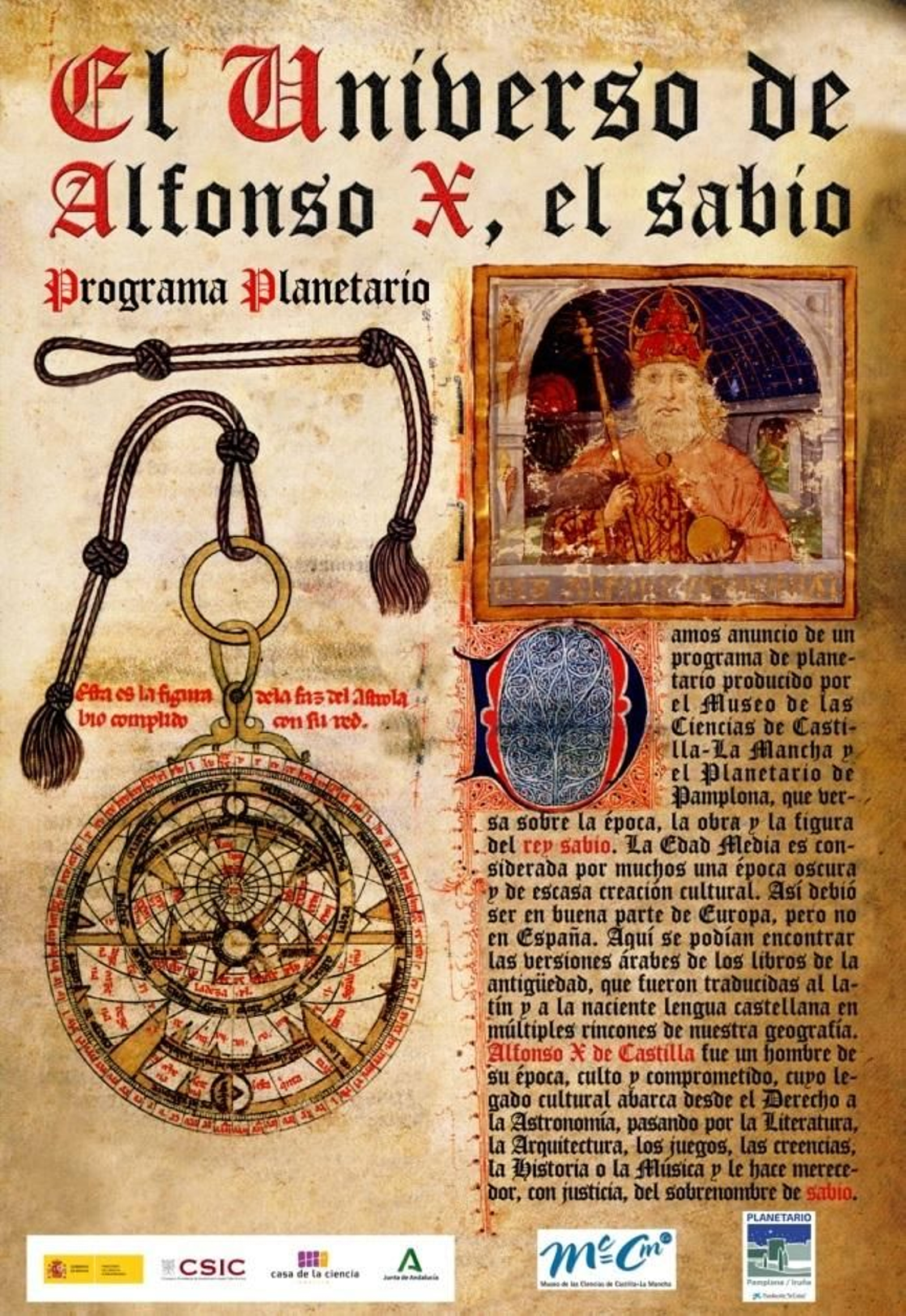 Cartel de la película para el planetario 'El Universo de Alfonso X, el Sabio'.