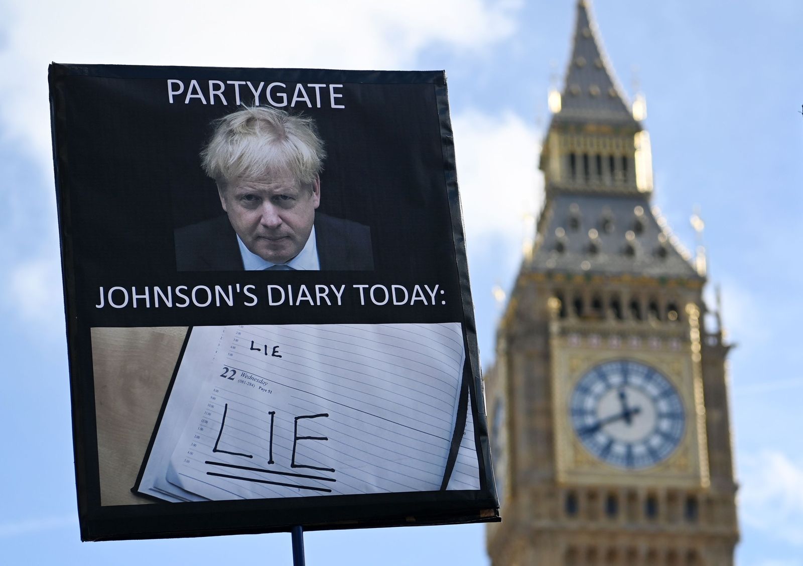 Una protesta contra Boris Johnson por el 'Partygate'.