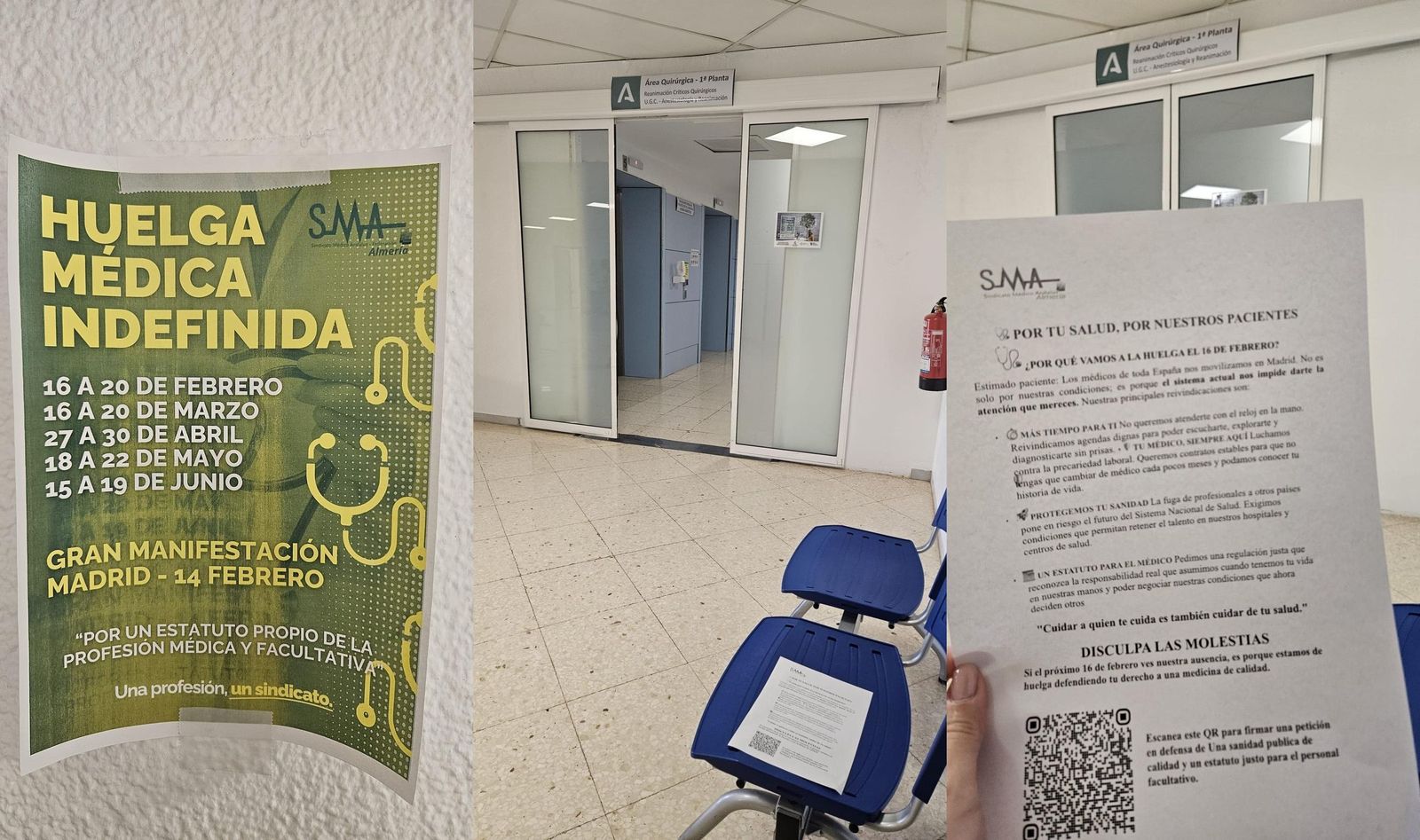 Carteles y folletos repartidos por las consultas y pasillos de Torrecárdenas