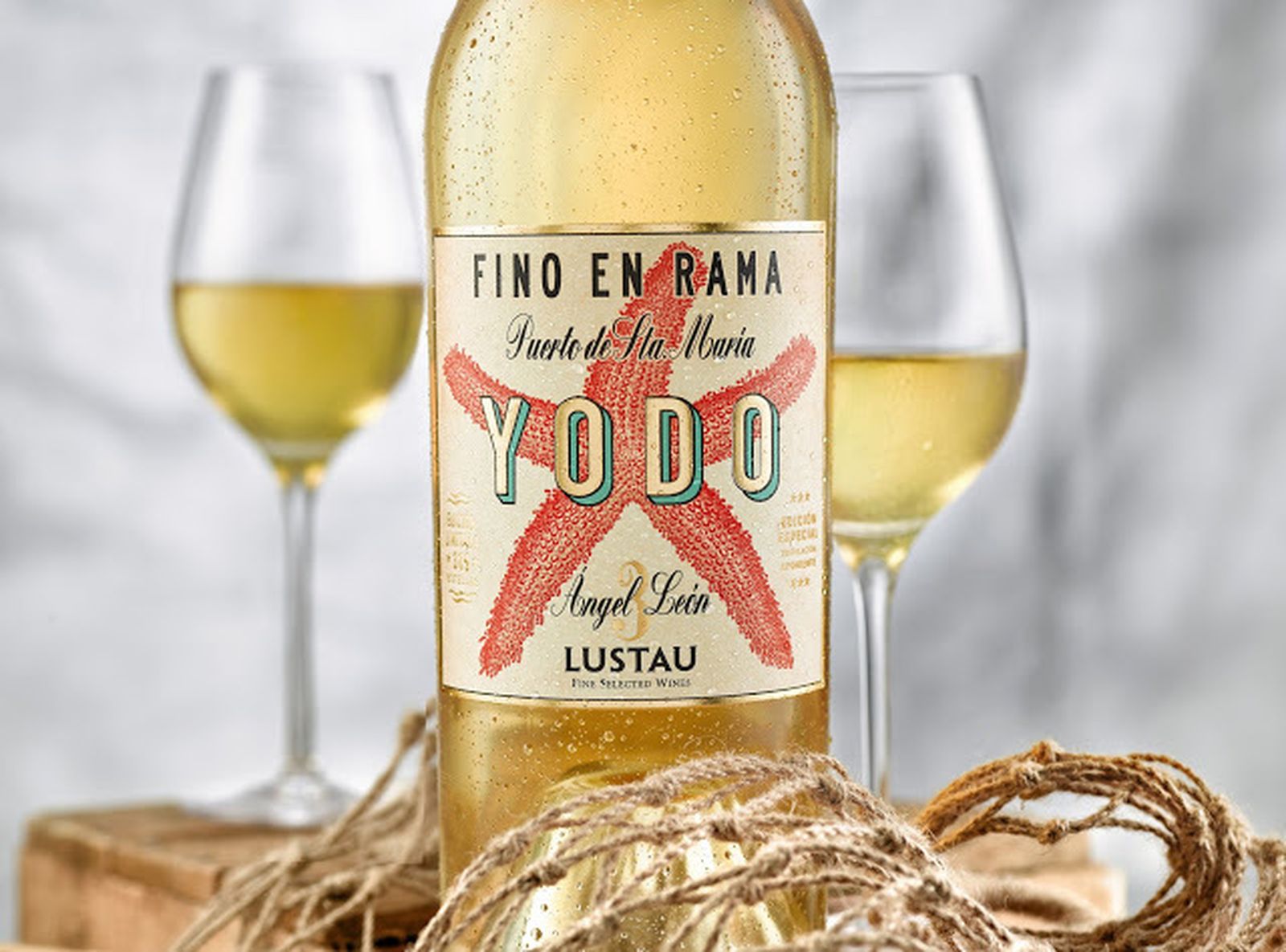 Etiqueta del fino Yodo 3 Estrellas, de Bodegas Lustau