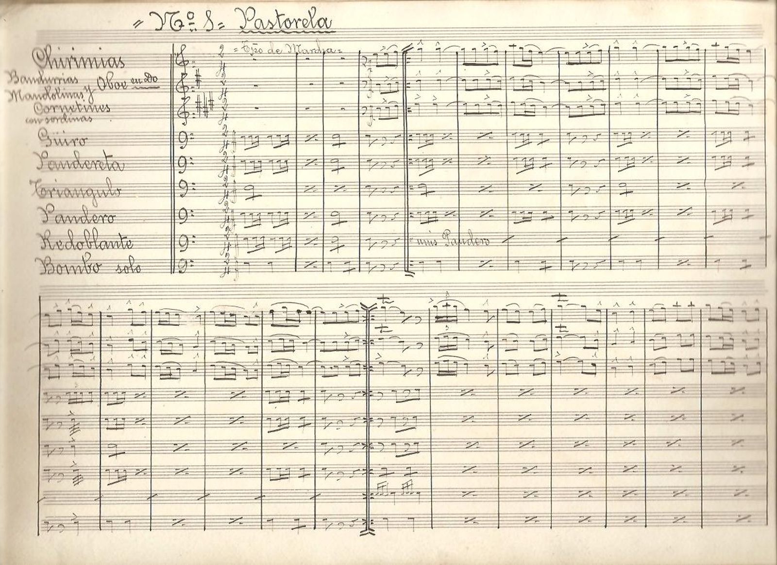 Partitura de La Pastorela de '¡Ya vienen los Magos!', de Farfán
