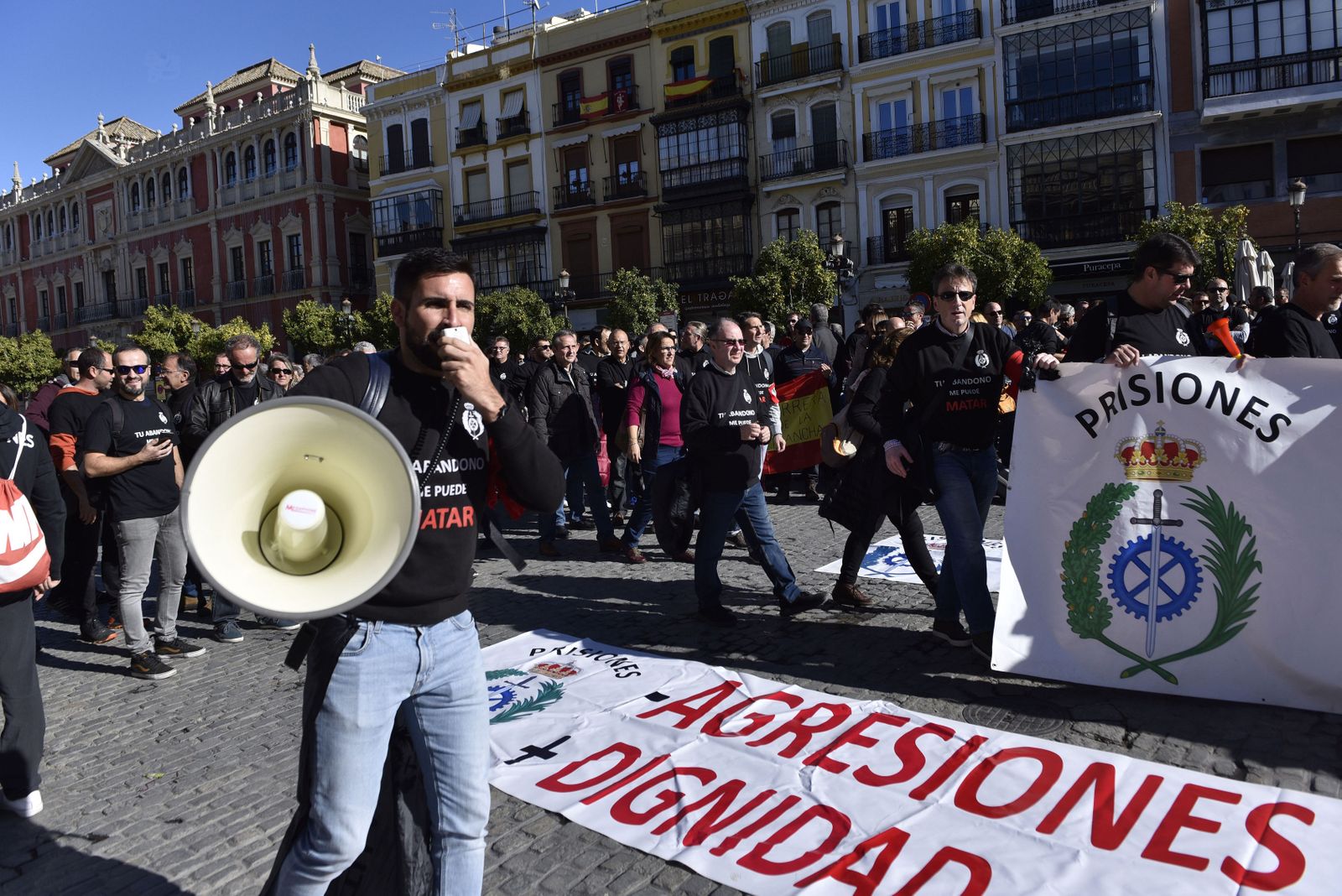 Protesta de los funcionarios de prisiones en la plaza de San Francisco, en noviembre de 2018.