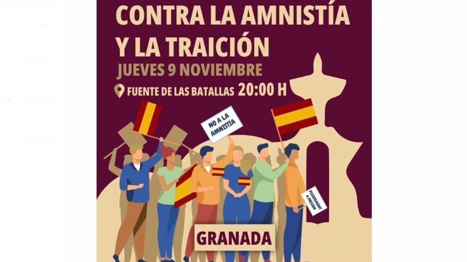 Convocatoria de manifestación contra la amnistía en Granada