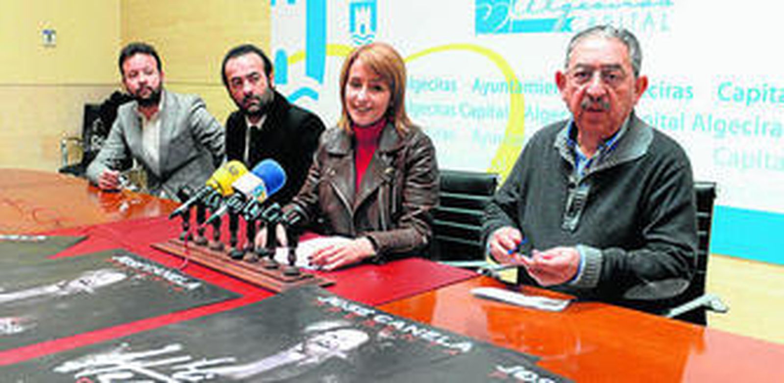 Fernando y José Cortés Canela, Pilar Pintor y José Vargas, ayer en la rueda de prensa en Algeciras.