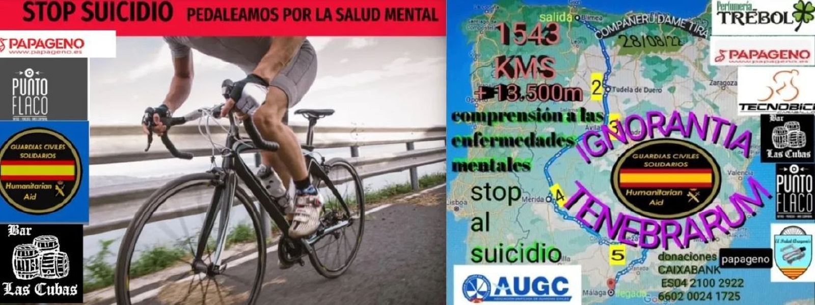 Un recorrido solidario de más de 1.600 Km en bicicleta para visibilizar la lacra del suicidio en la Guardia Civil
