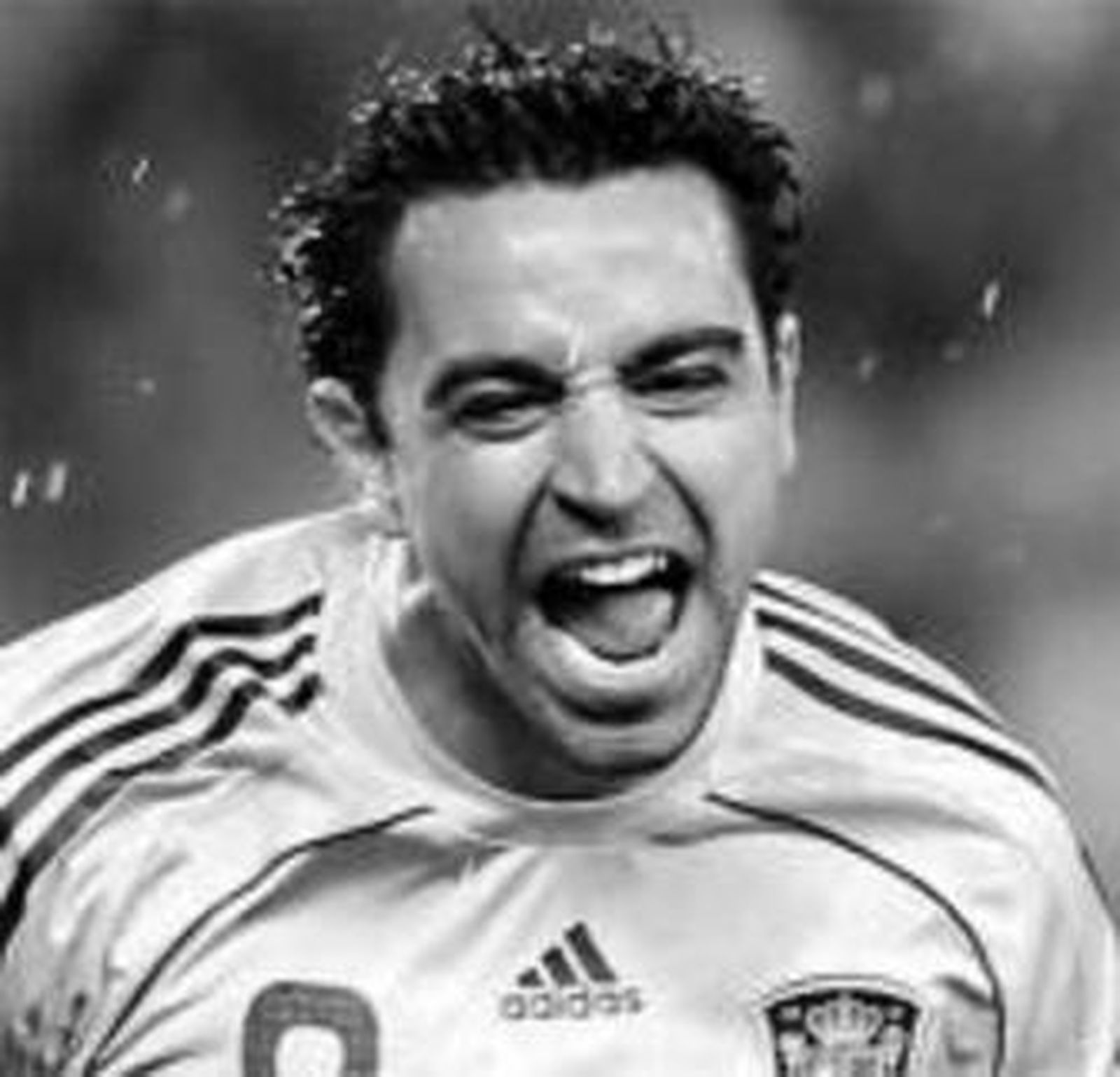 Xavi, celebrando el 1-0.