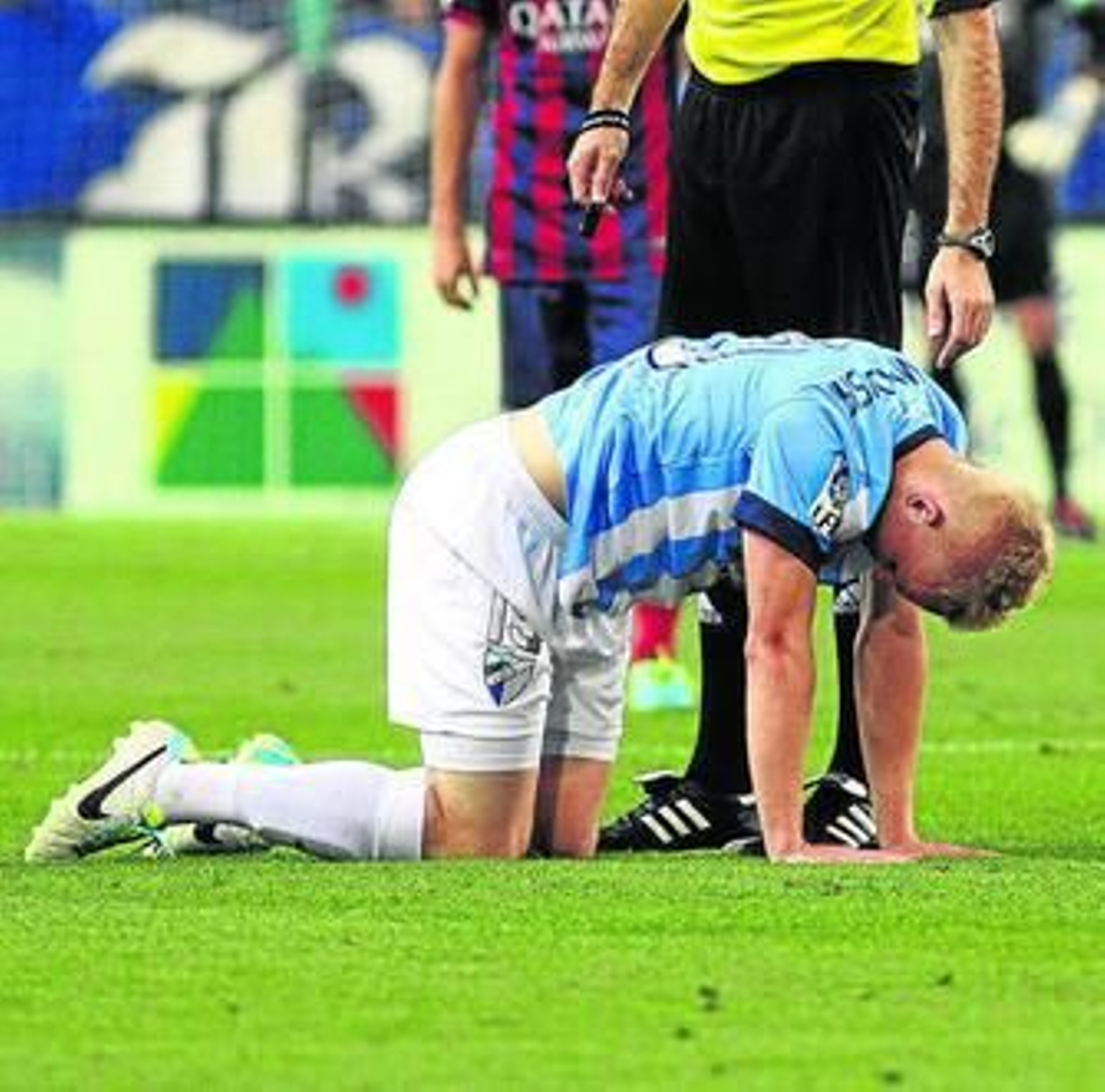 Pawlowski en un partido durante su etapa en el Málaga.