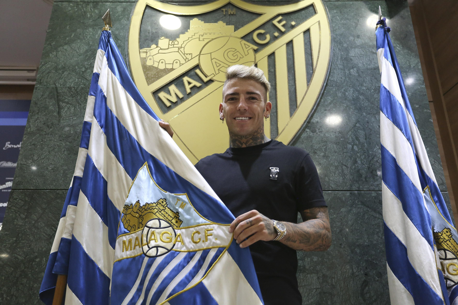 Brandon Thomas, en su presentación con el Málaga.