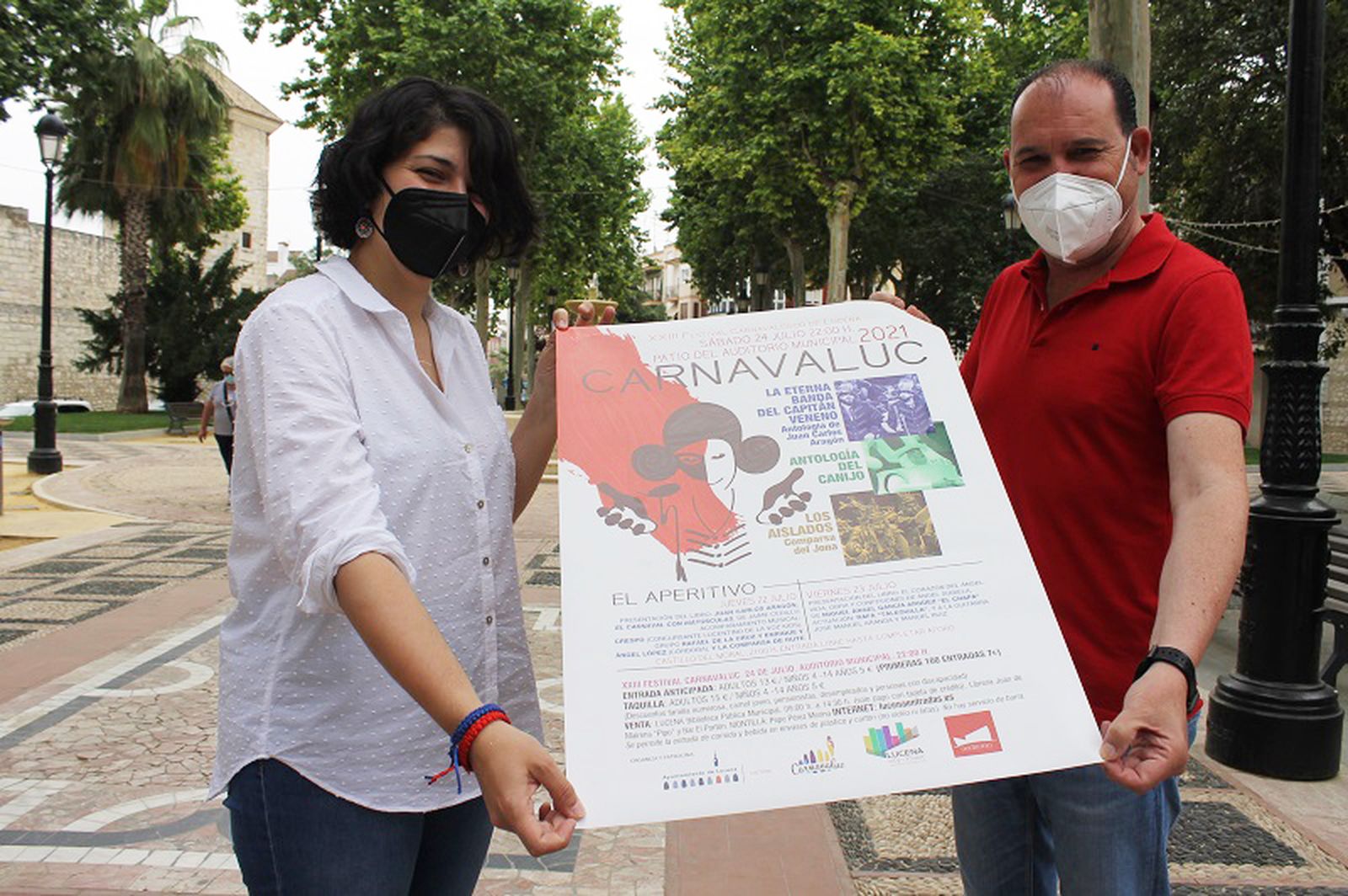 Mamen Beato y Arcángel Bedmar, en la presentación de Carnavaluc 2021.