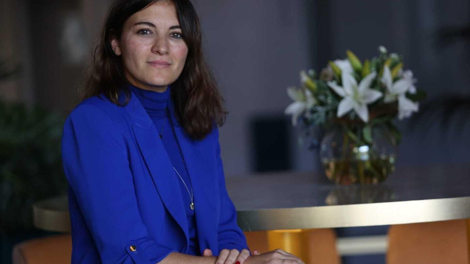 La directiva de la línea aérea irlandesa en la entrevista en Málaga.