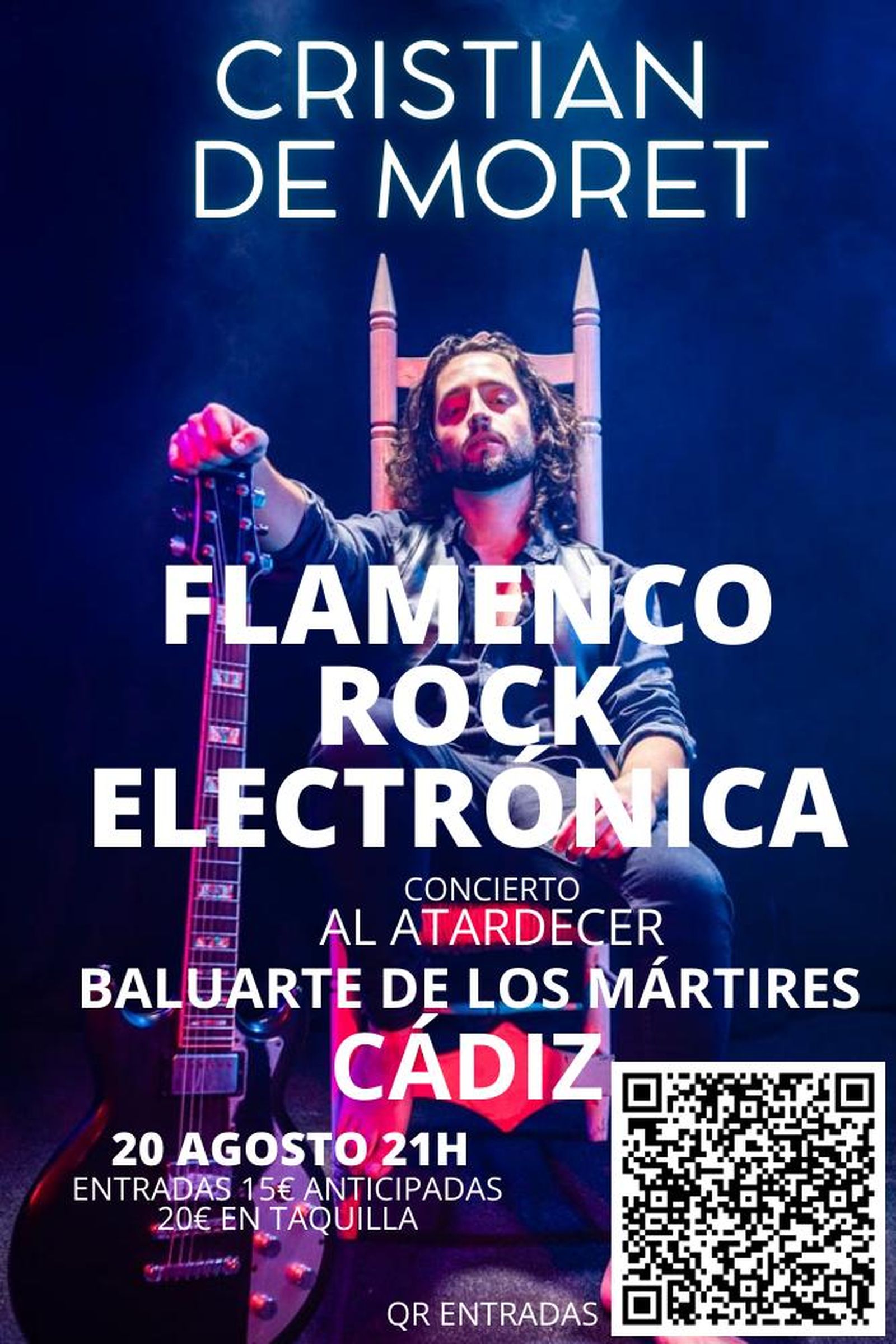 Cartel del concierto de Cristian de Moret en el Baluarte de los Mártires.