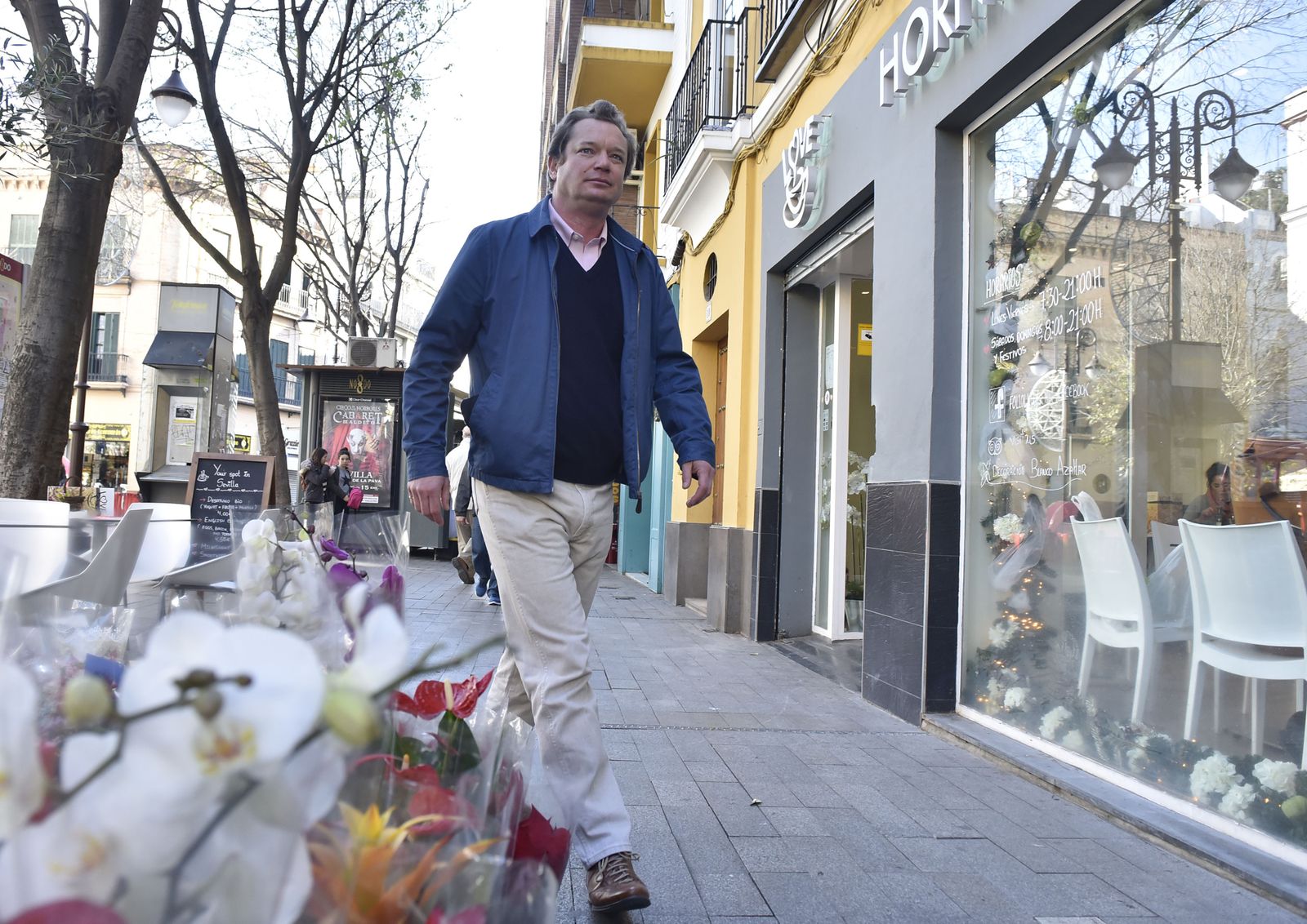 Robert Goodwin, en la Plaza de la Alfalfa, antes de la entrevista.