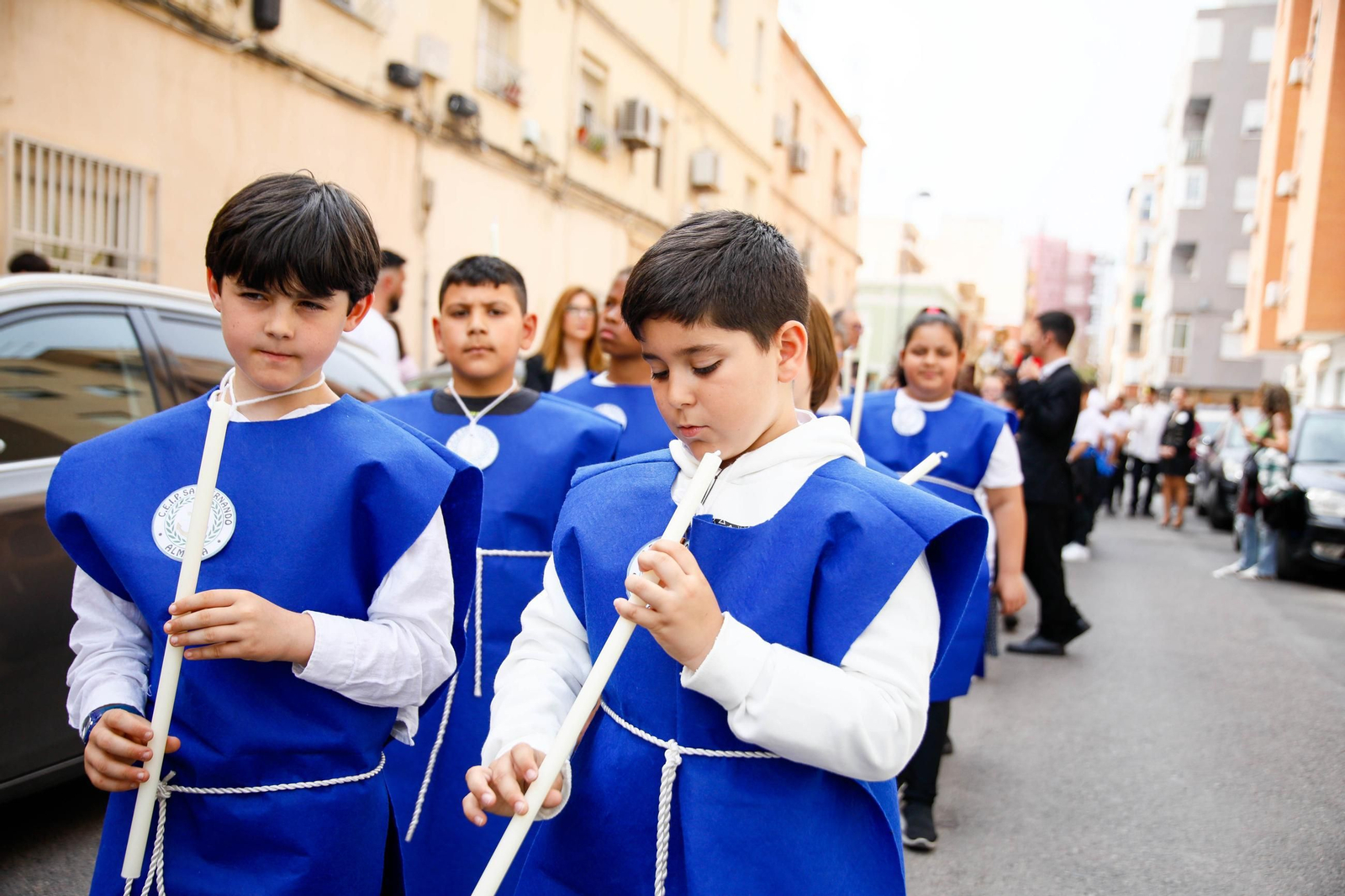 Las imágenes del CEIP San Fernando de El Zapillo de la ciudad de Almería en procesión en el viernes de dolores