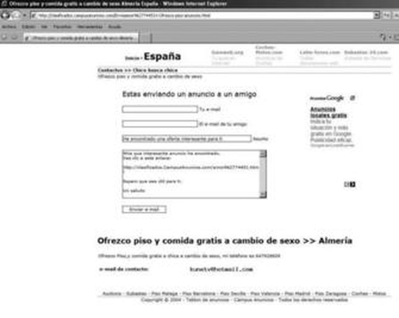 Piso y comida a cambio de sexo