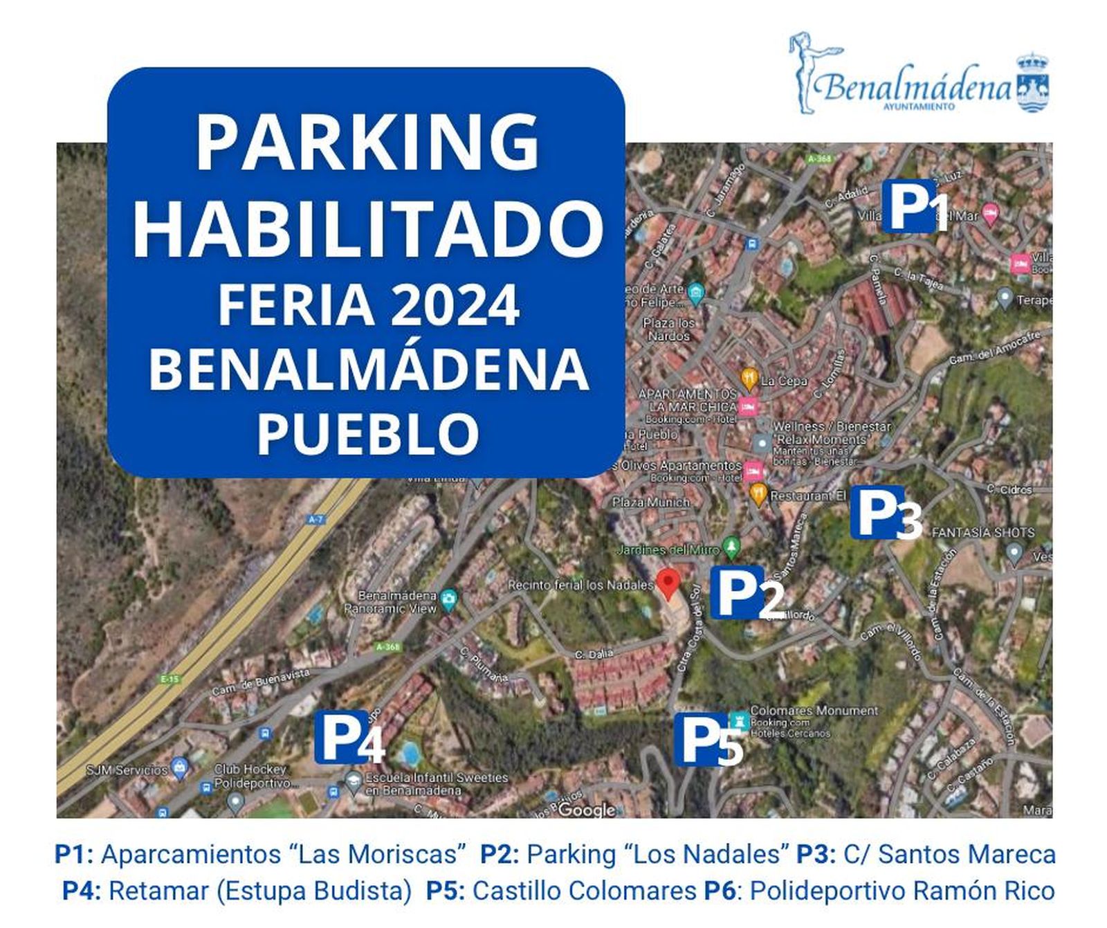 El mapa de los aparcamientos habilitados.