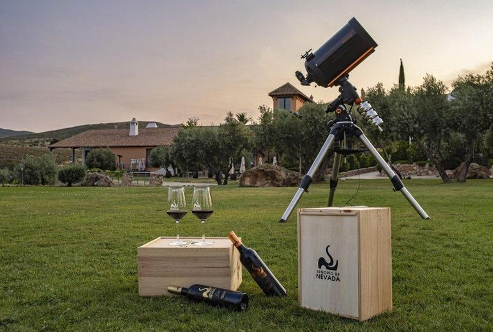 La actividad arranca con una cata de vinos de Señorío de Nevada al atardecer