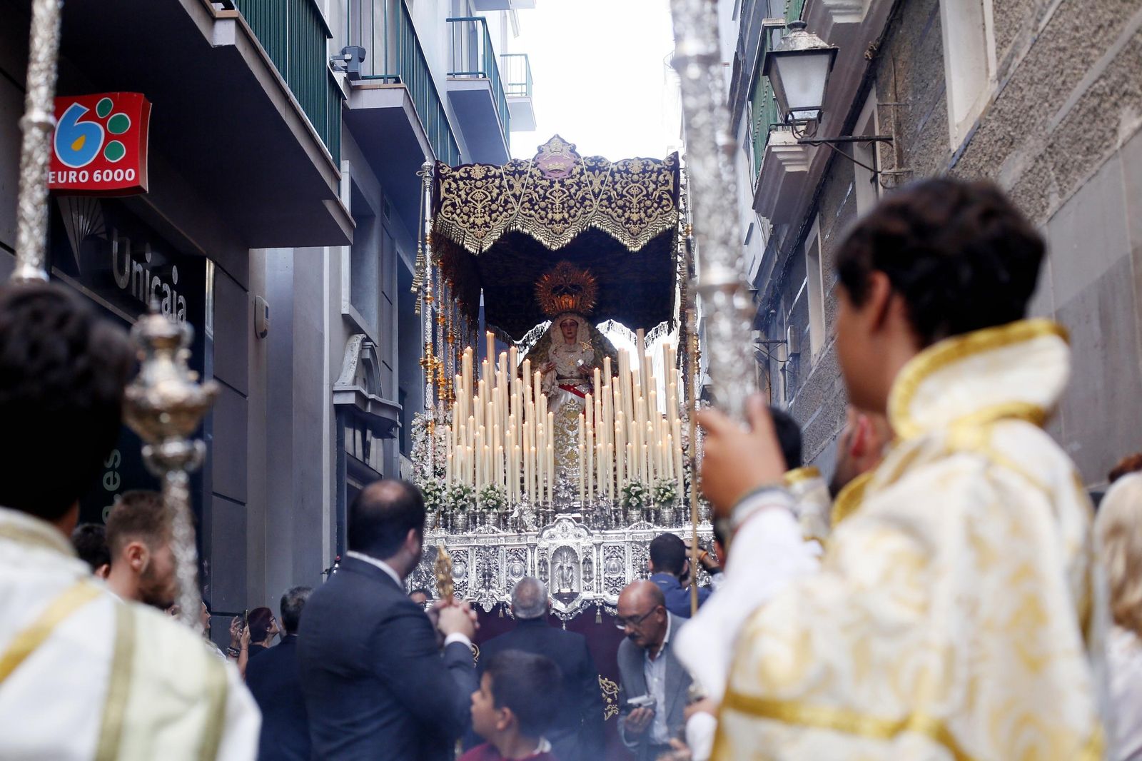 La Virgen de la Amargura durante la procesión de ayer.