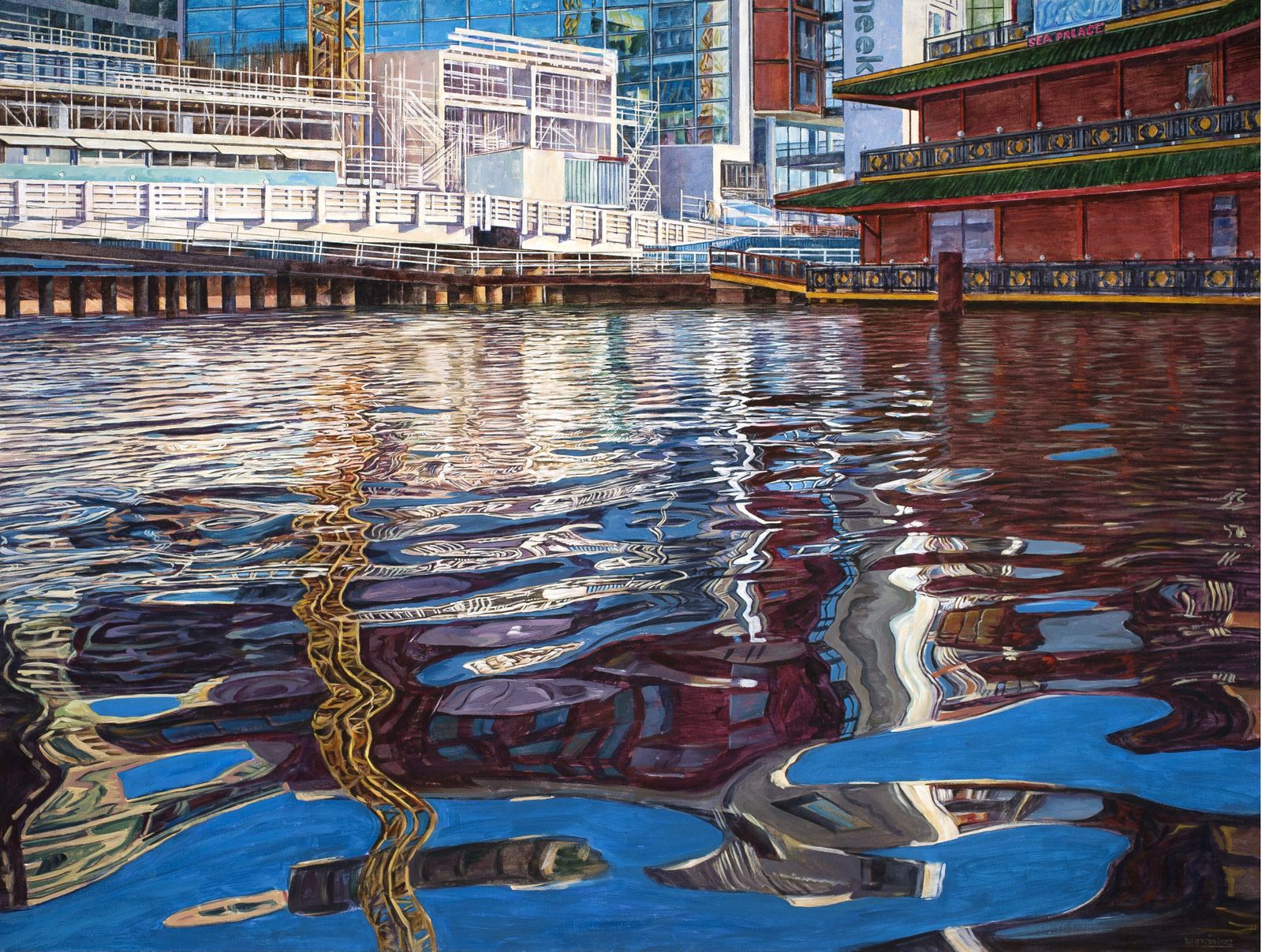 Pintura del artista Juan Fernández de la exposición Palabras  y Colores que se puede visitar en el Centro Cultural Casa Grande de Ayamonte.